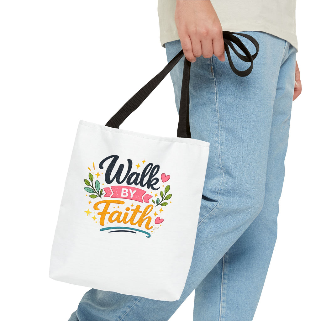 Walk By Faith Tote Bag — Inspirational Christian Canvas Tote, Faith-Based Gift