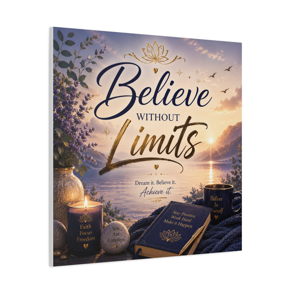 Believe Without Limits Canvas Wall Art – Inspirational Stretched Matte Print
