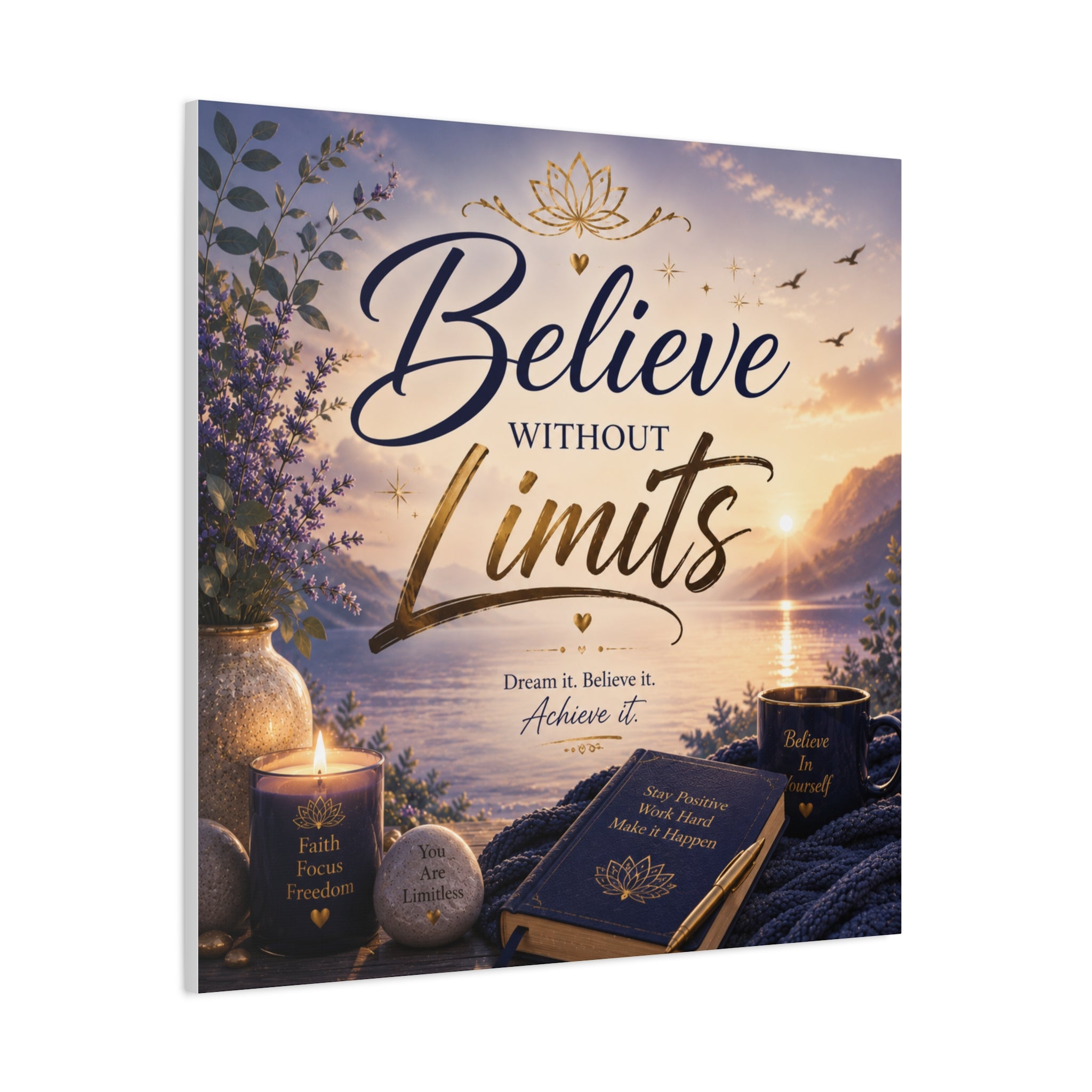Believe Without Limits Canvas Wall Art – Inspirational Stretched Matte Print