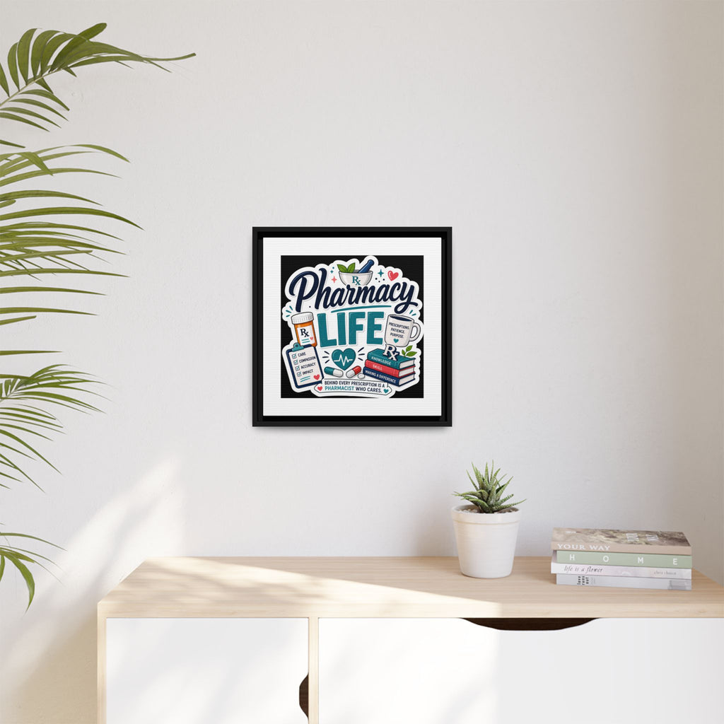 Pharmacy Life Framed Canvas Art — Colorful Pharmacist Wall Decor