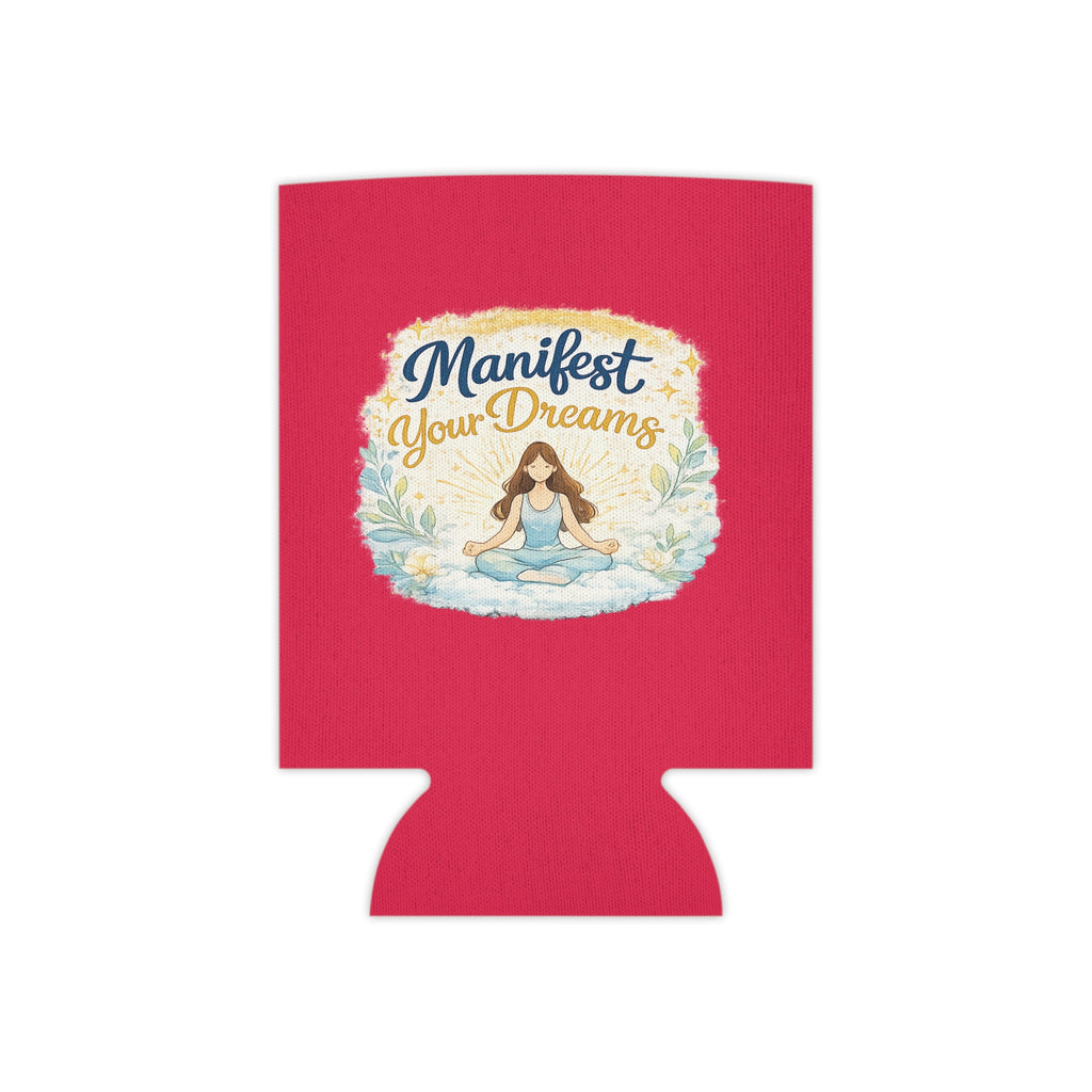Can Cooler — "Manifest Your Dreams" Meditation Can Cooler, Inspirational Drink Koozie for Yoga Lovers