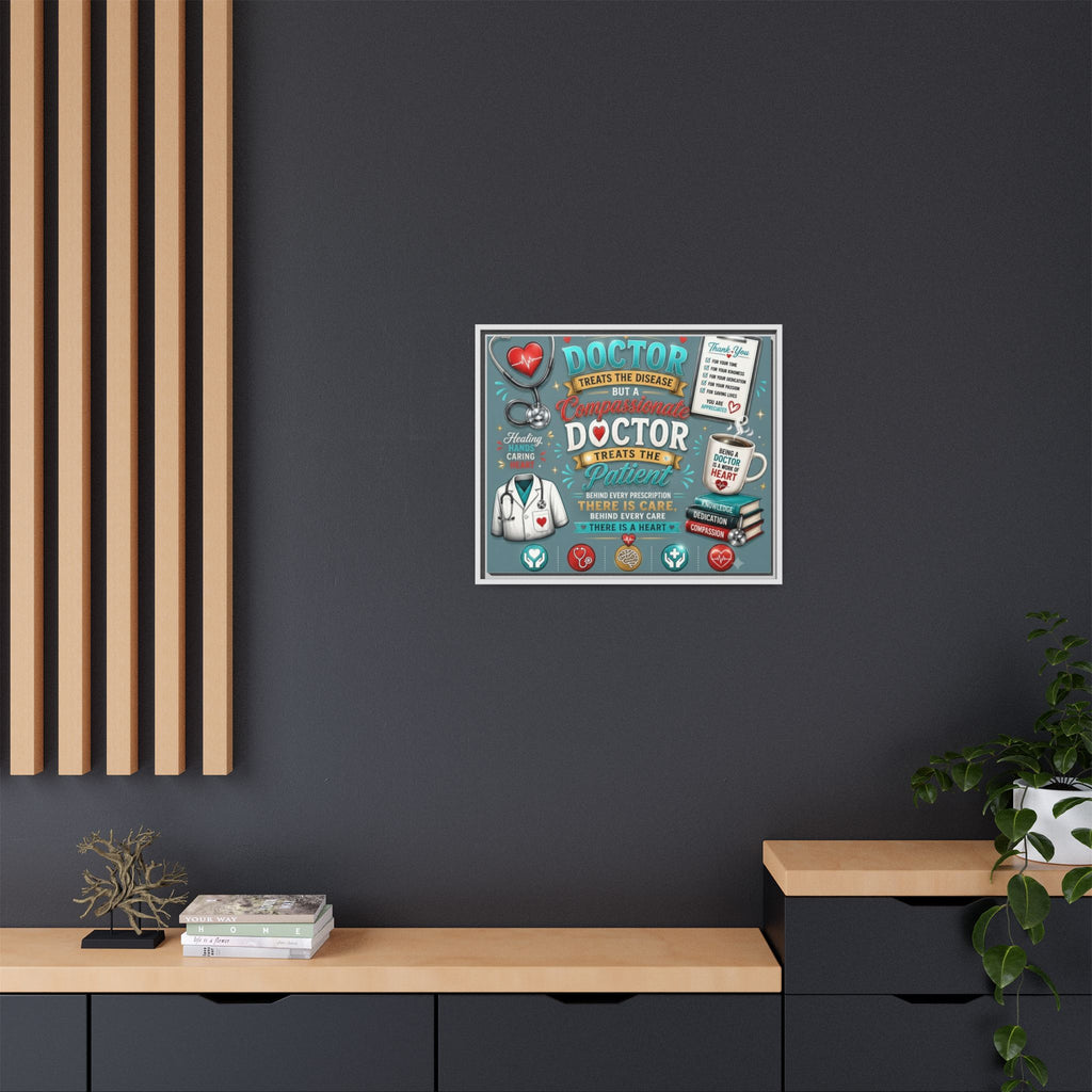 Framed Canvas Print — 'A Great Doctor Treats the Patient' Medical Tribute Wall Art