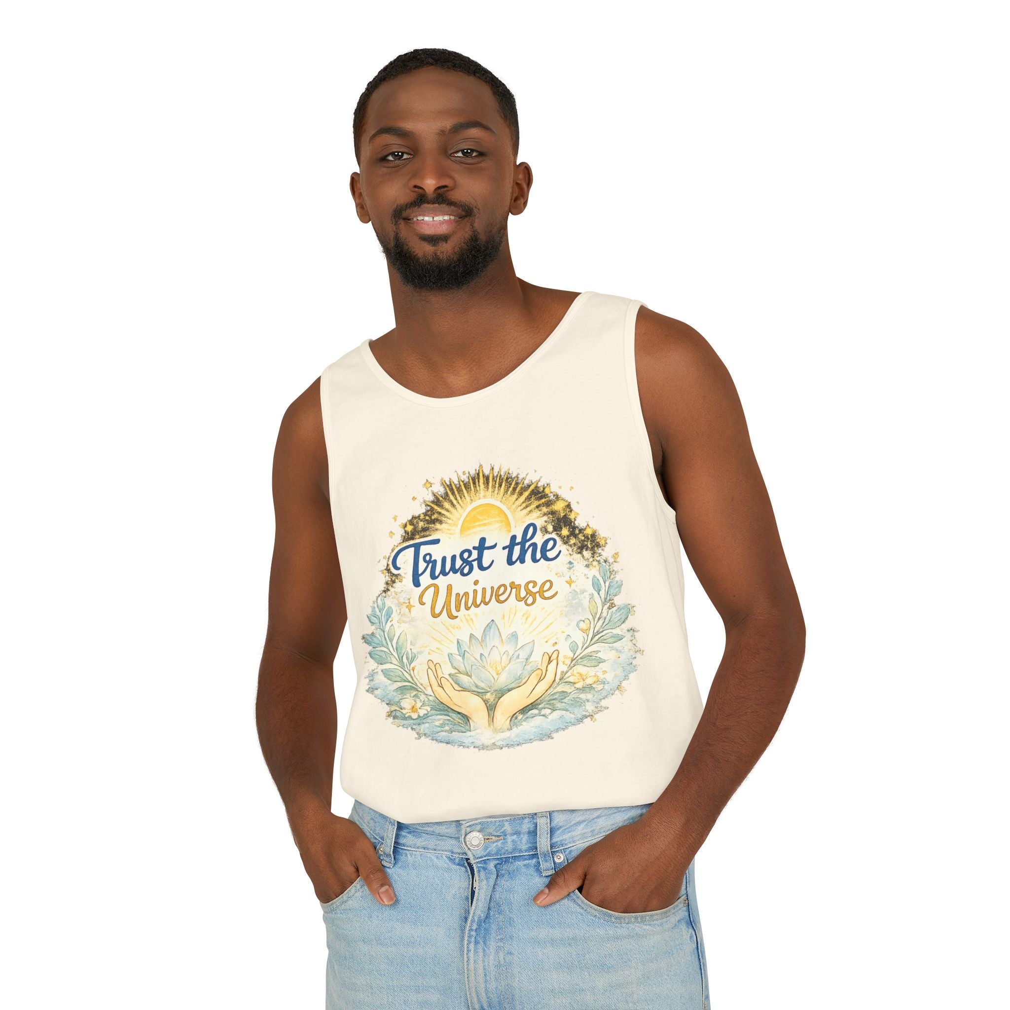Trust the Universe Tank Top — Spiritual Lotus Graphic Vest
