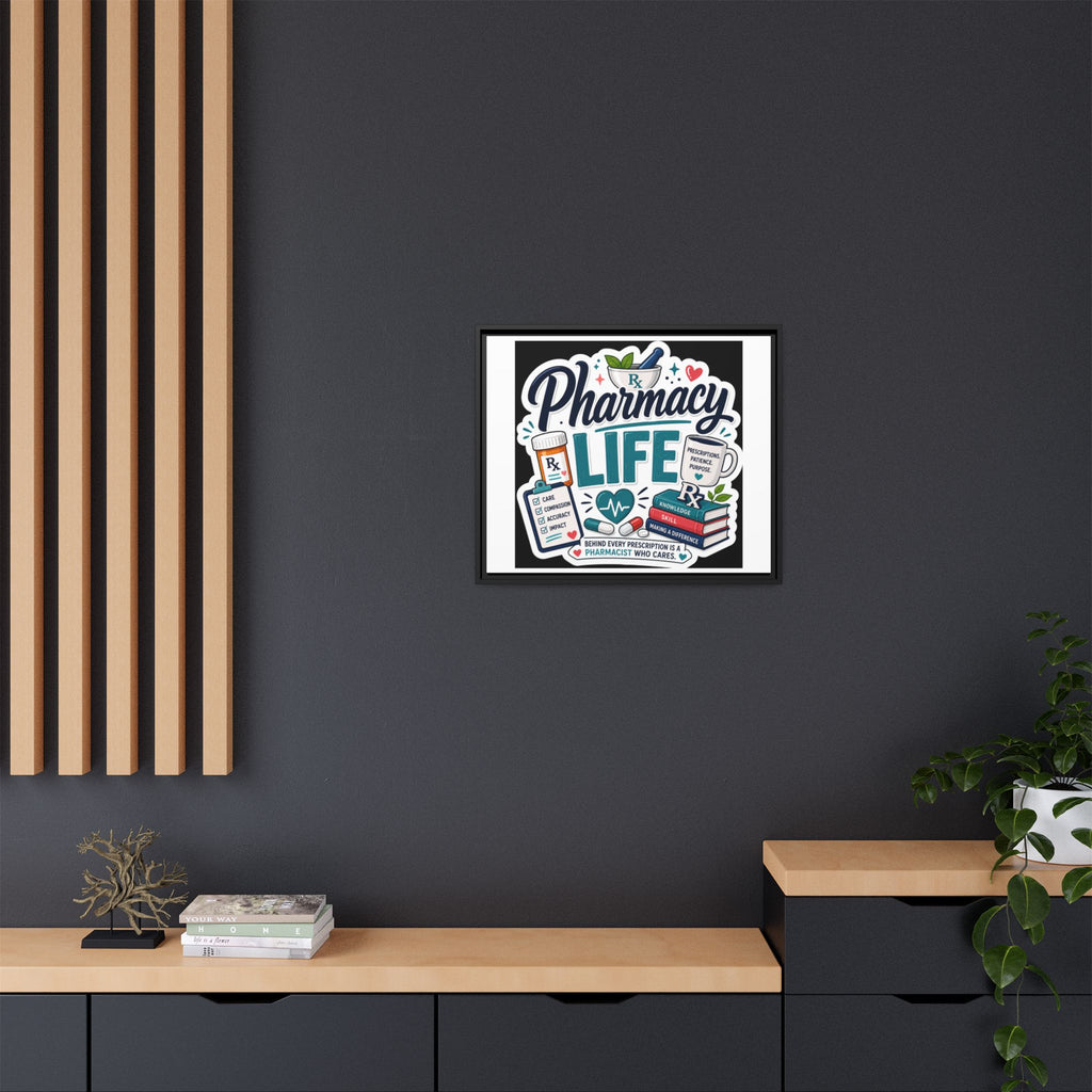 Pharmacy Life Framed Canvas Art — Colorful Pharmacist Wall Decor
