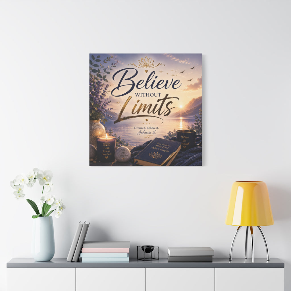 Believe Without Limits Canvas Wall Art – Inspirational Stretched Matte Print