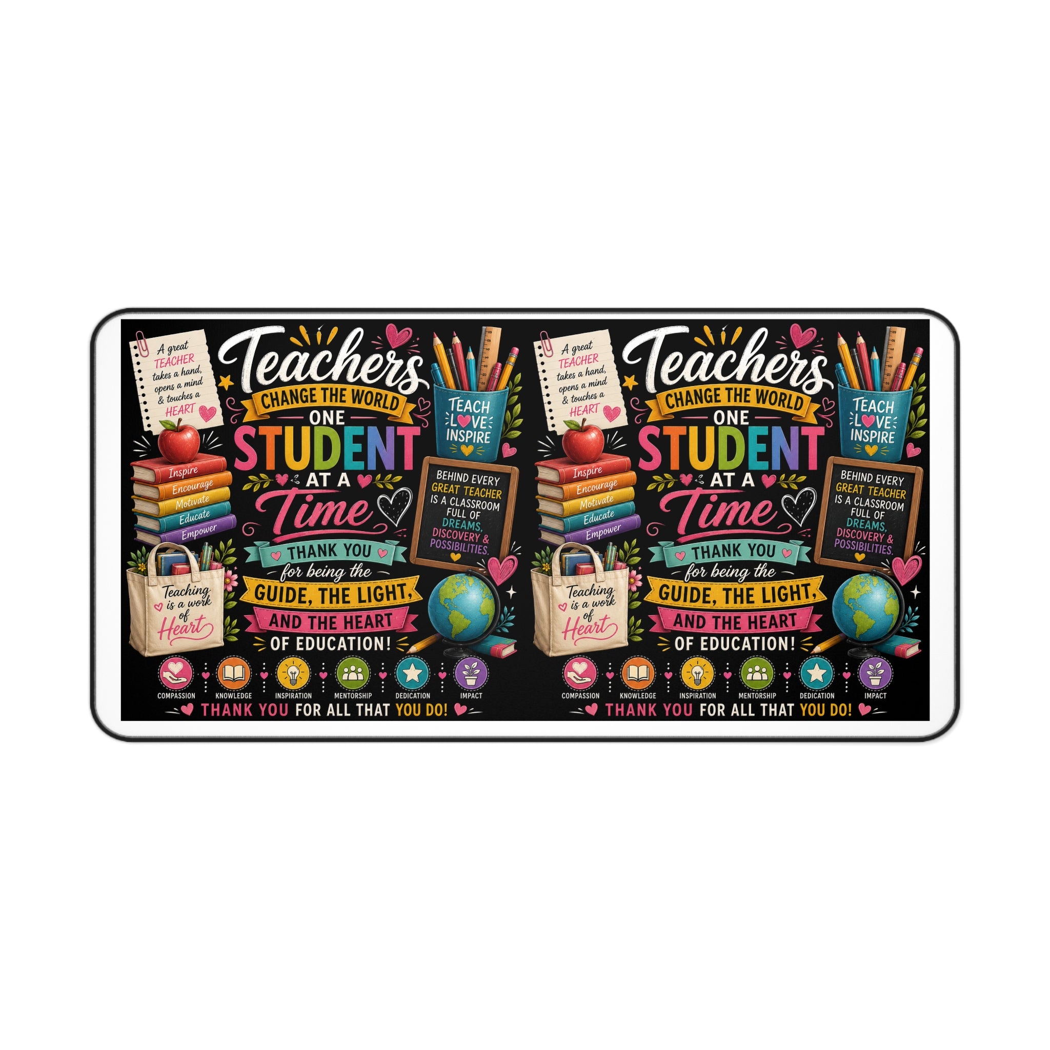 Teacher Appreciation Desk Mat — Colorful Chalkboard Thank You Design
