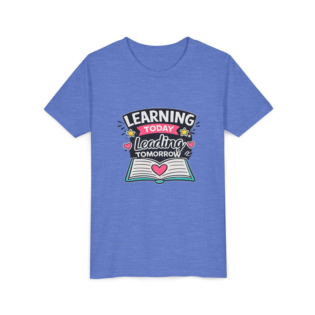 Youth Tee — "Learning Today, Leading Tomorrow" School Kids Graphic T-Shirt