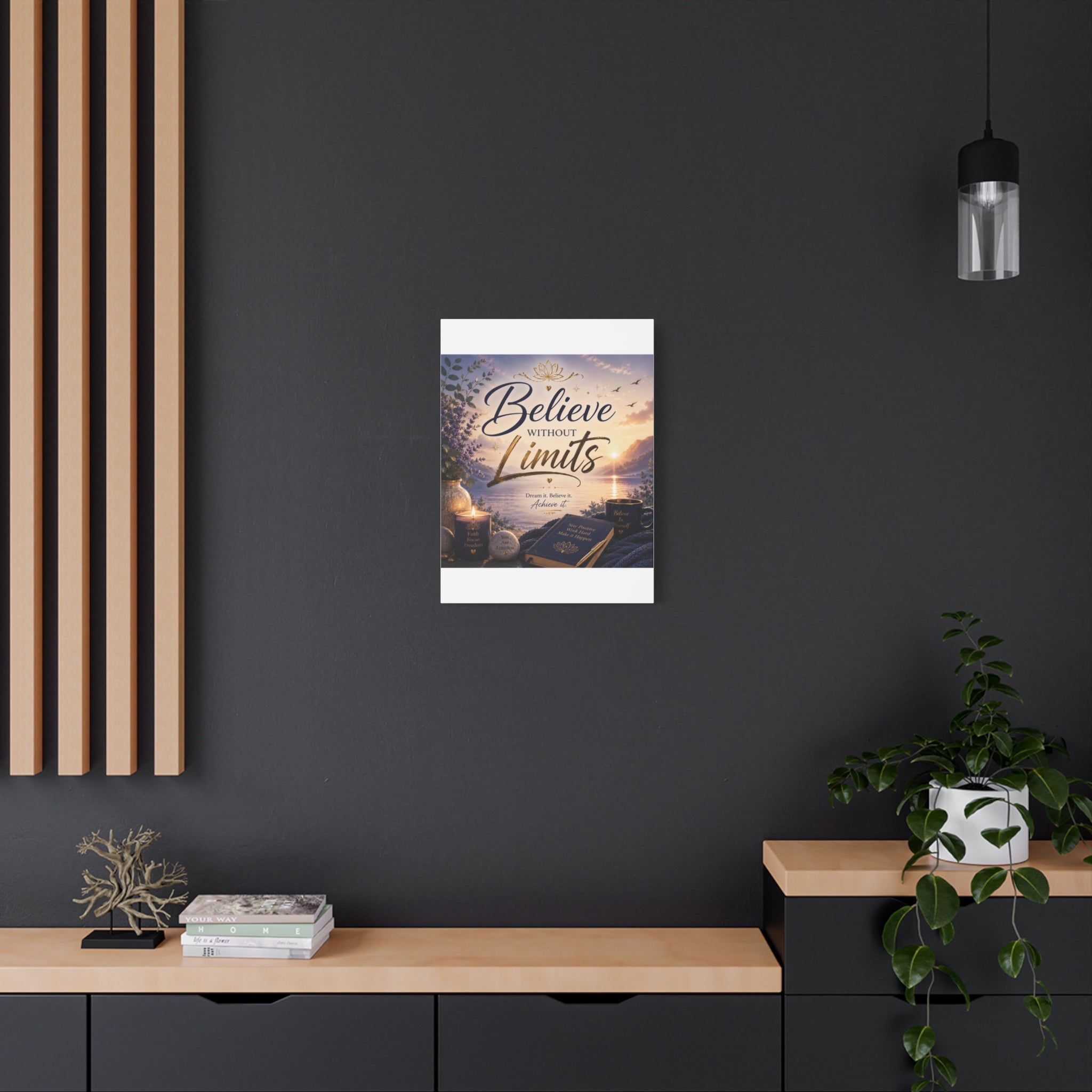 Believe Without Limits Canvas Wall Art – Inspirational Stretched Matte Print