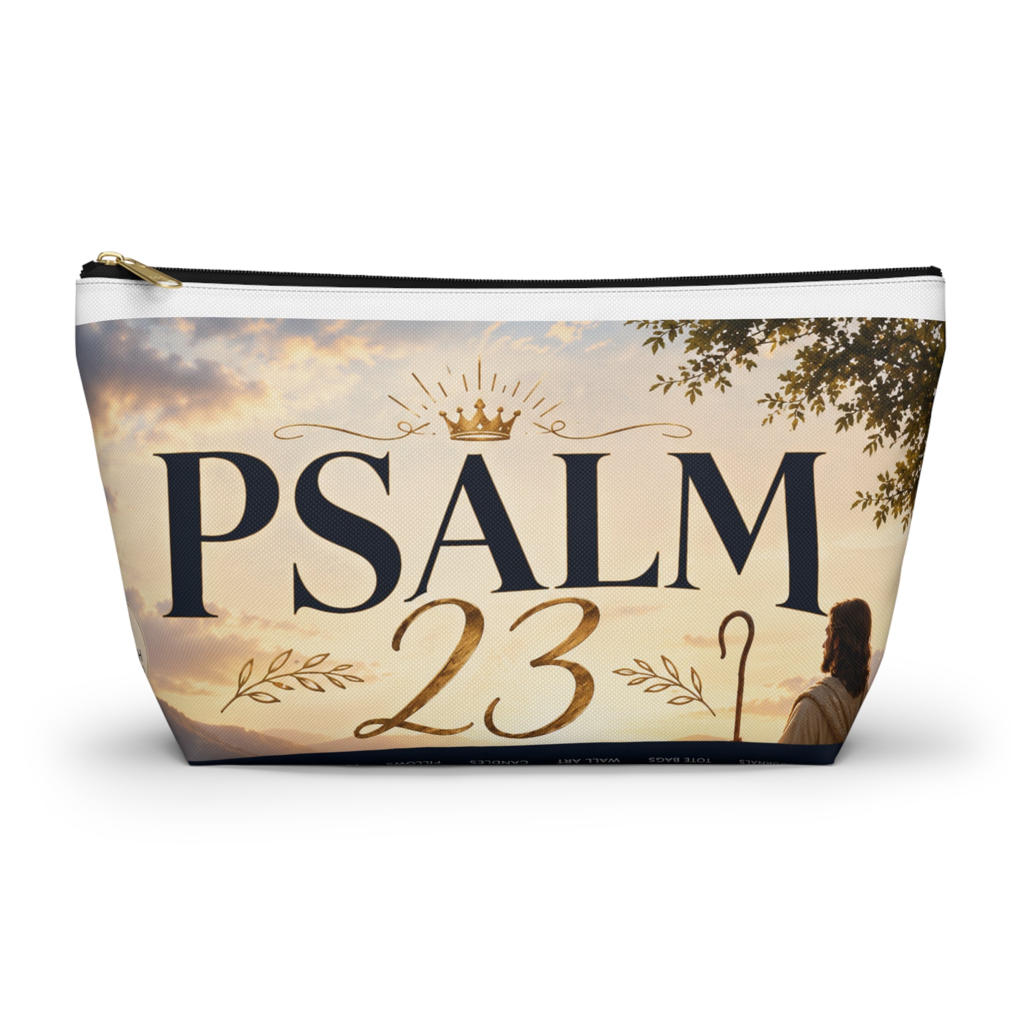 Psalm 23 Accessory Pouch — Christian Scripture Makeup Bag with 'The Lord Is My Shepherd' Design