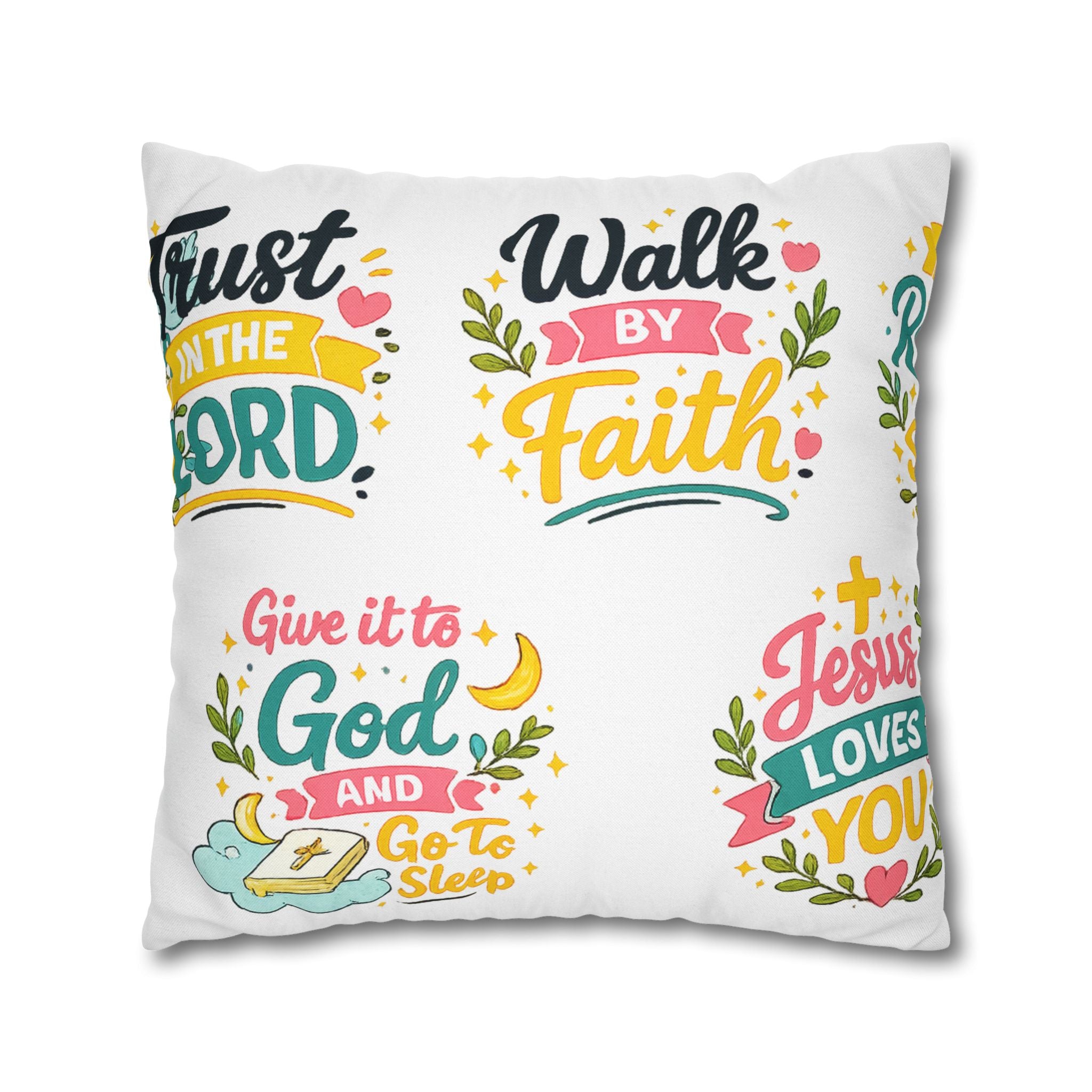 Faith Quote Decorative Pillowcase — "Walk by Faith" Inspirational Throw Pillow Cover