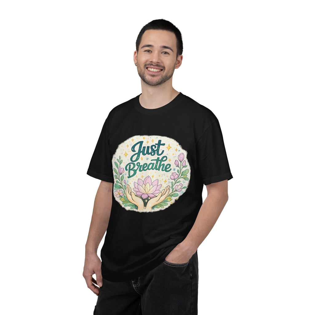 Just Breathe T-Shirt — Floral Lotus Mindfulness Tee