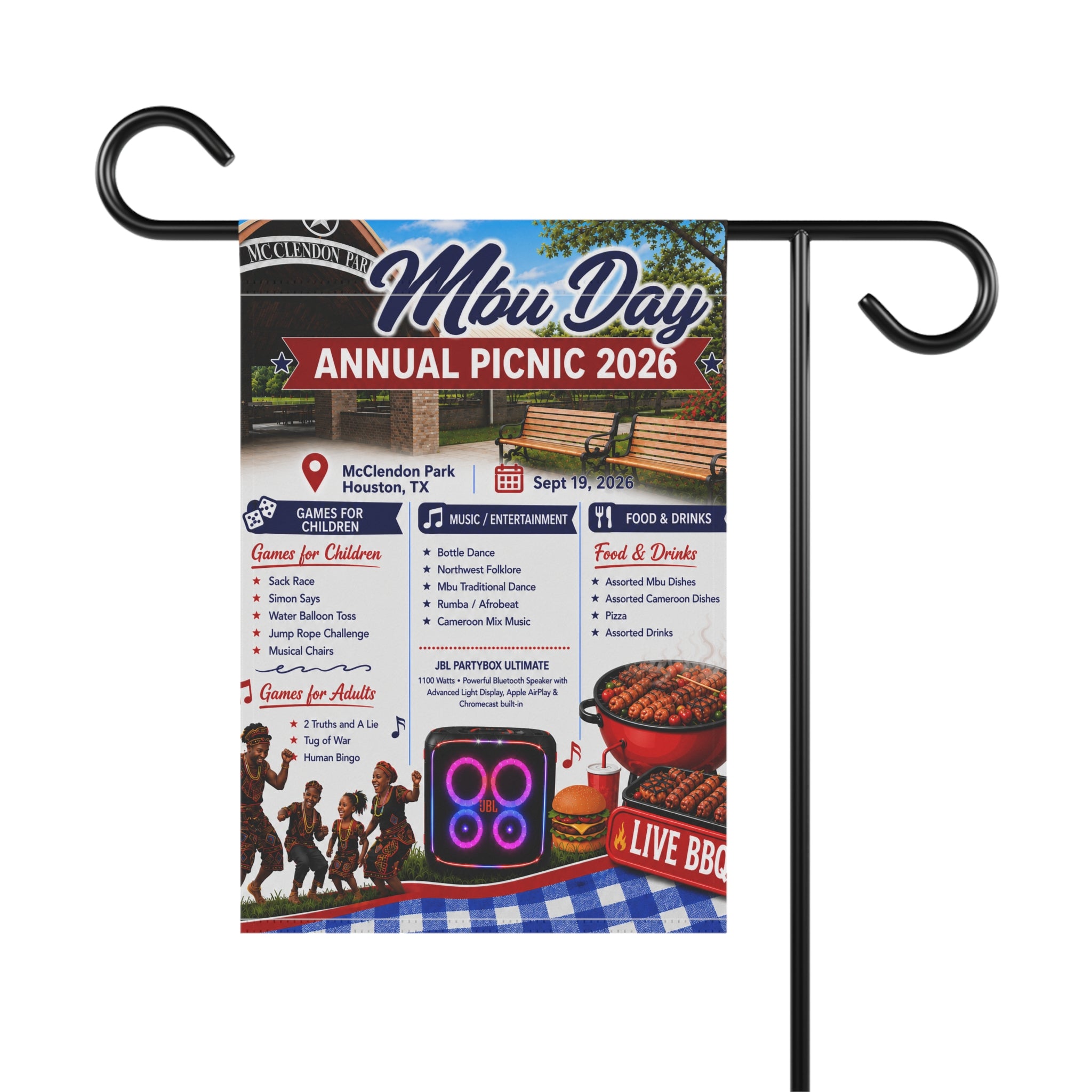 MBU DAY Garden Flag - Mbu Day Annual Picnic 2026 Event Banner