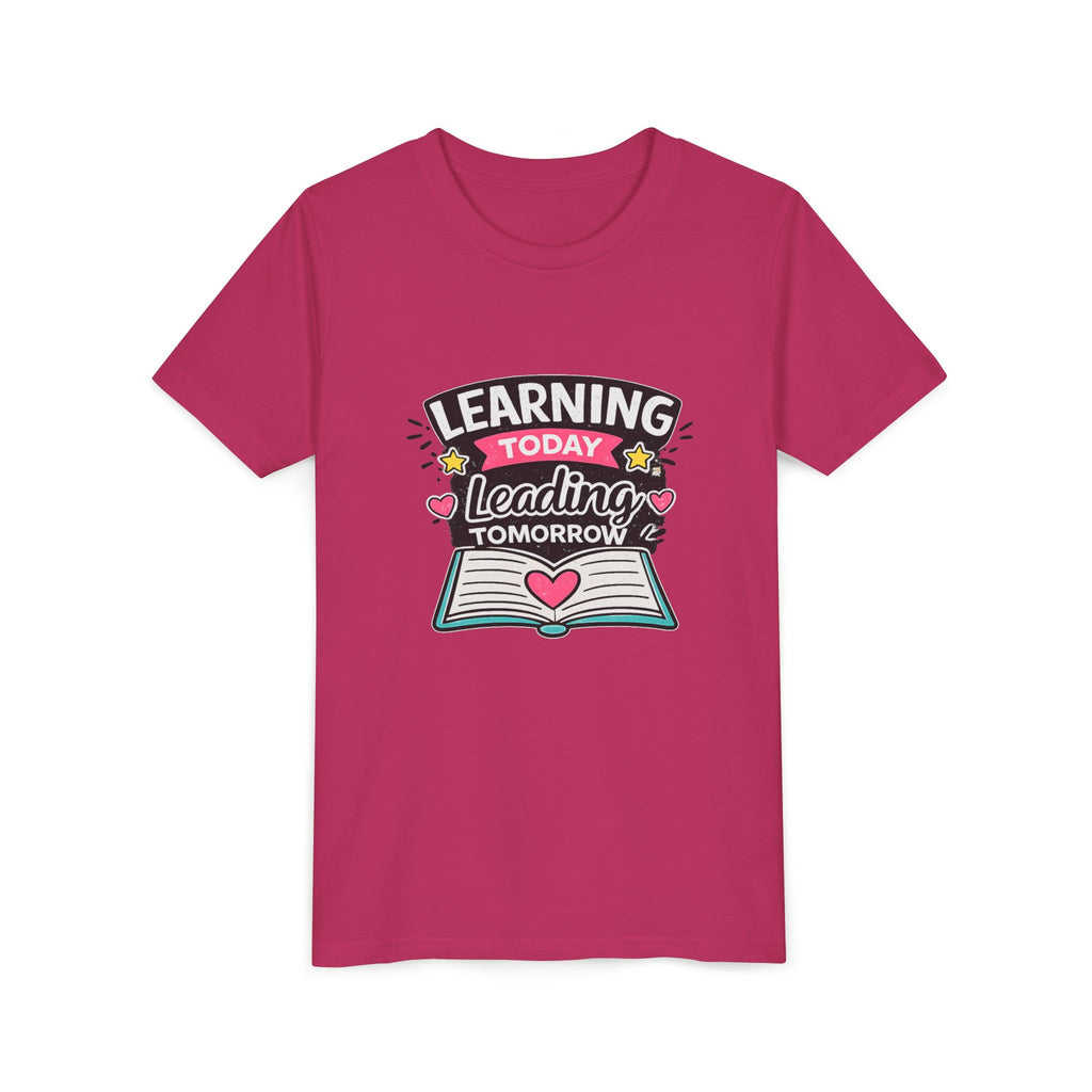 Youth Tee — "Learning Today, Leading Tomorrow" School Kids Graphic T-Shirt