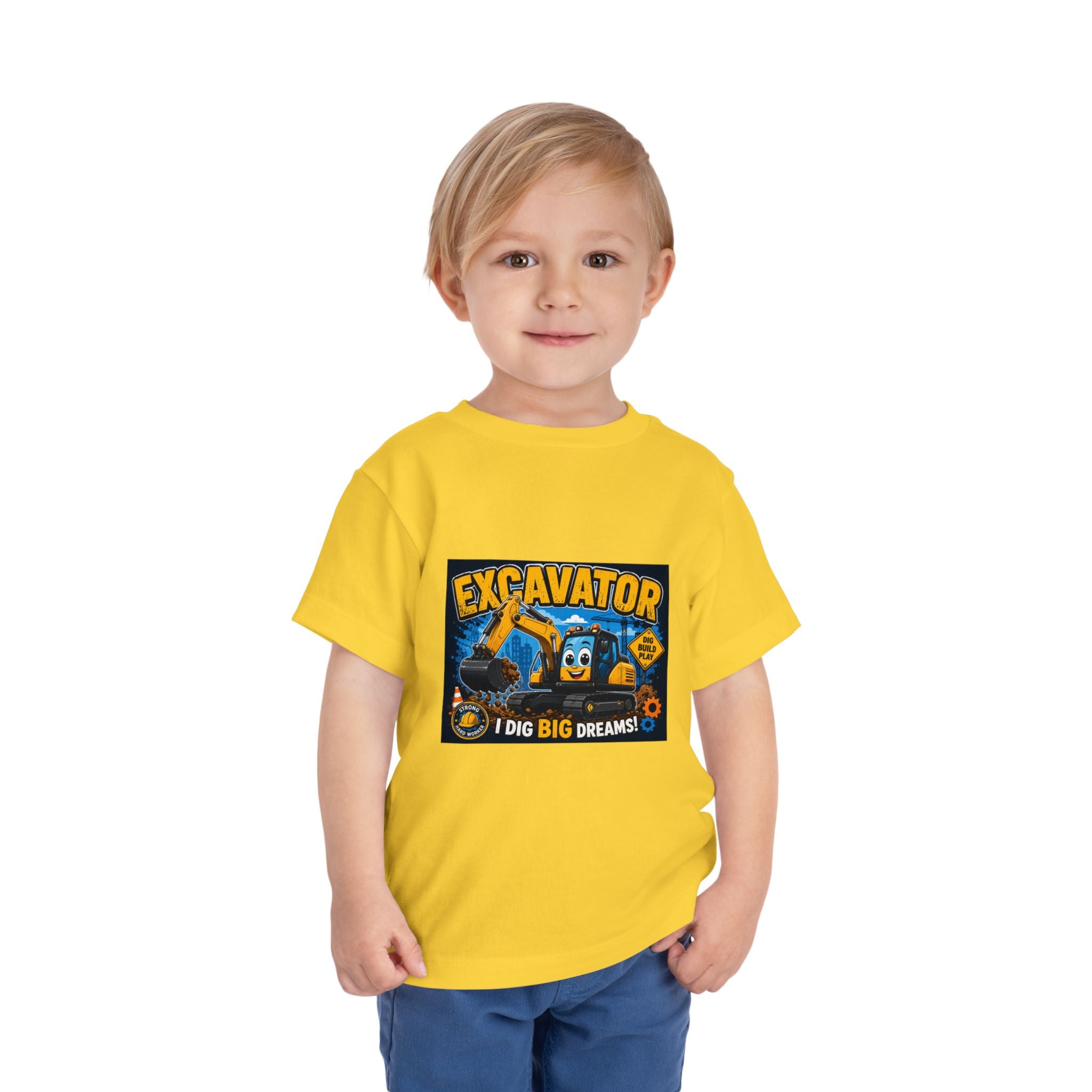 Excavator Toddler Tee — "I Dig Big Dreams" Construction Shirt