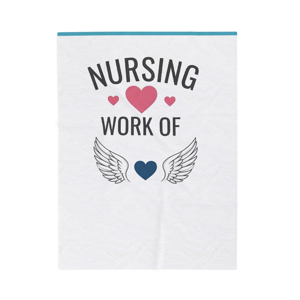 Velveteen Plush Blanket — "Nursing Work of Heart" Soft Nurse Gift Throw