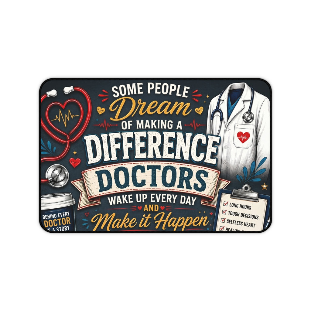 Doctors Desk Mat - "Some People Dream of Making a Difference, Doctors Wake Up Every Day" Inspirational Medical Mouse Pad