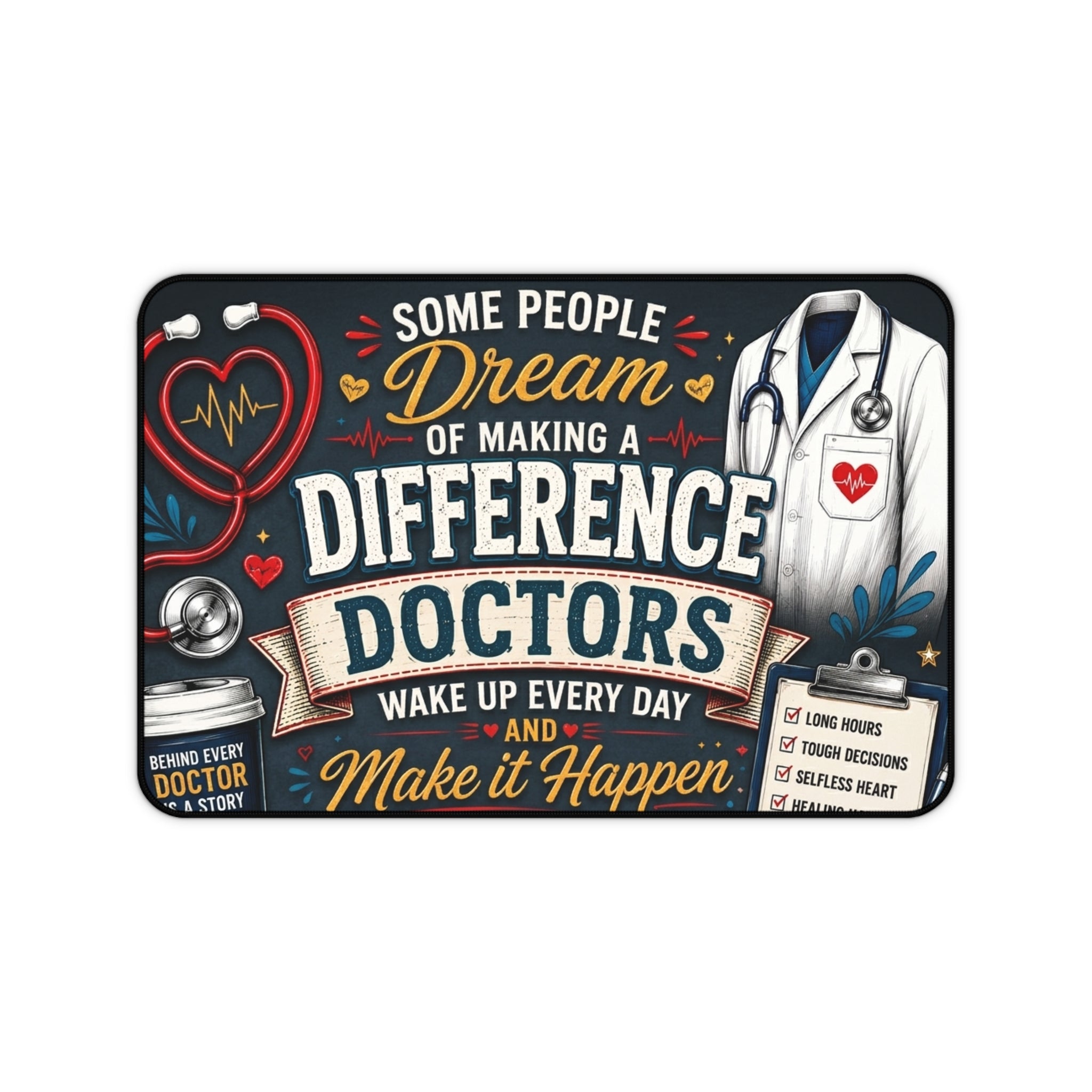 Doctors Desk Mat - "Some People Dream of Making a Difference, Doctors Wake Up Every Day" Inspirational Medical Mouse Pad