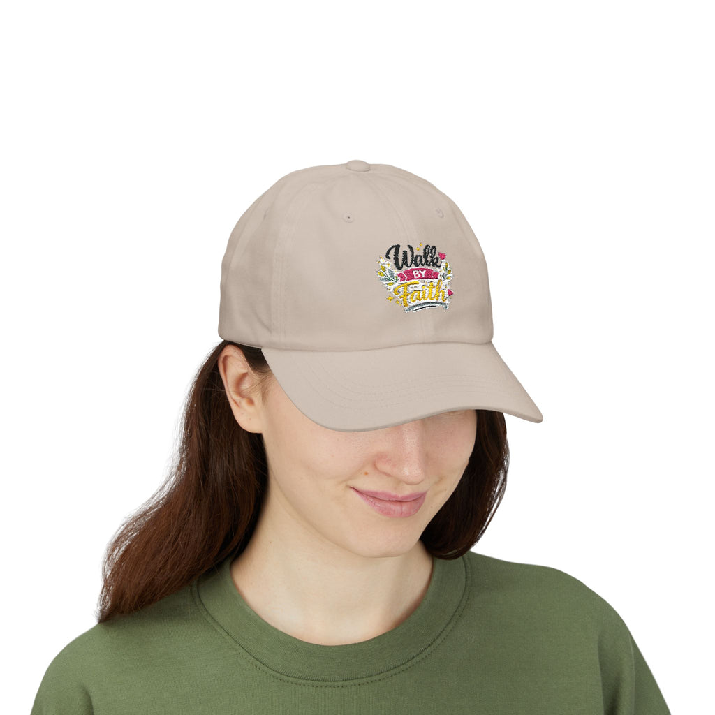 Walk By Faith Dad Cap — Floral Inspirational Baseball Hat
