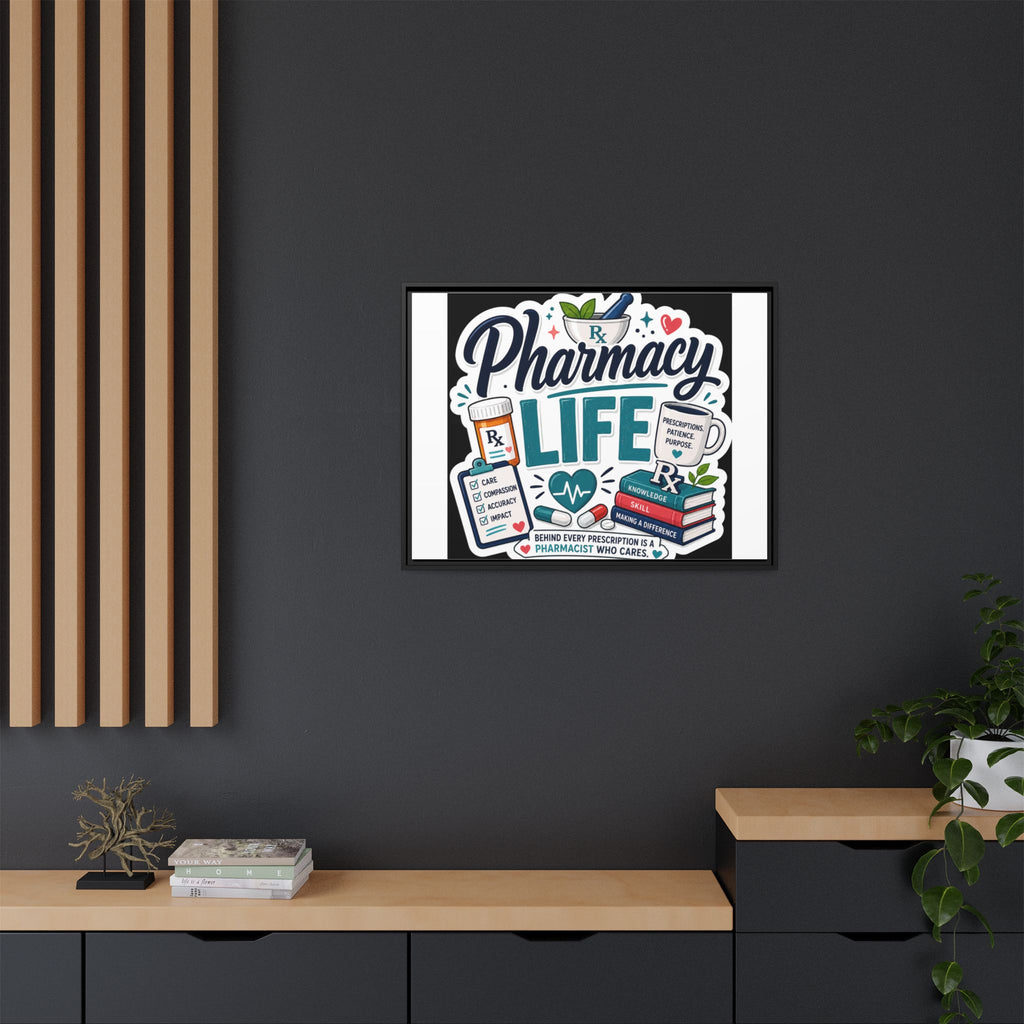Pharmacy Life Framed Canvas Art — Colorful Pharmacist Wall Decor