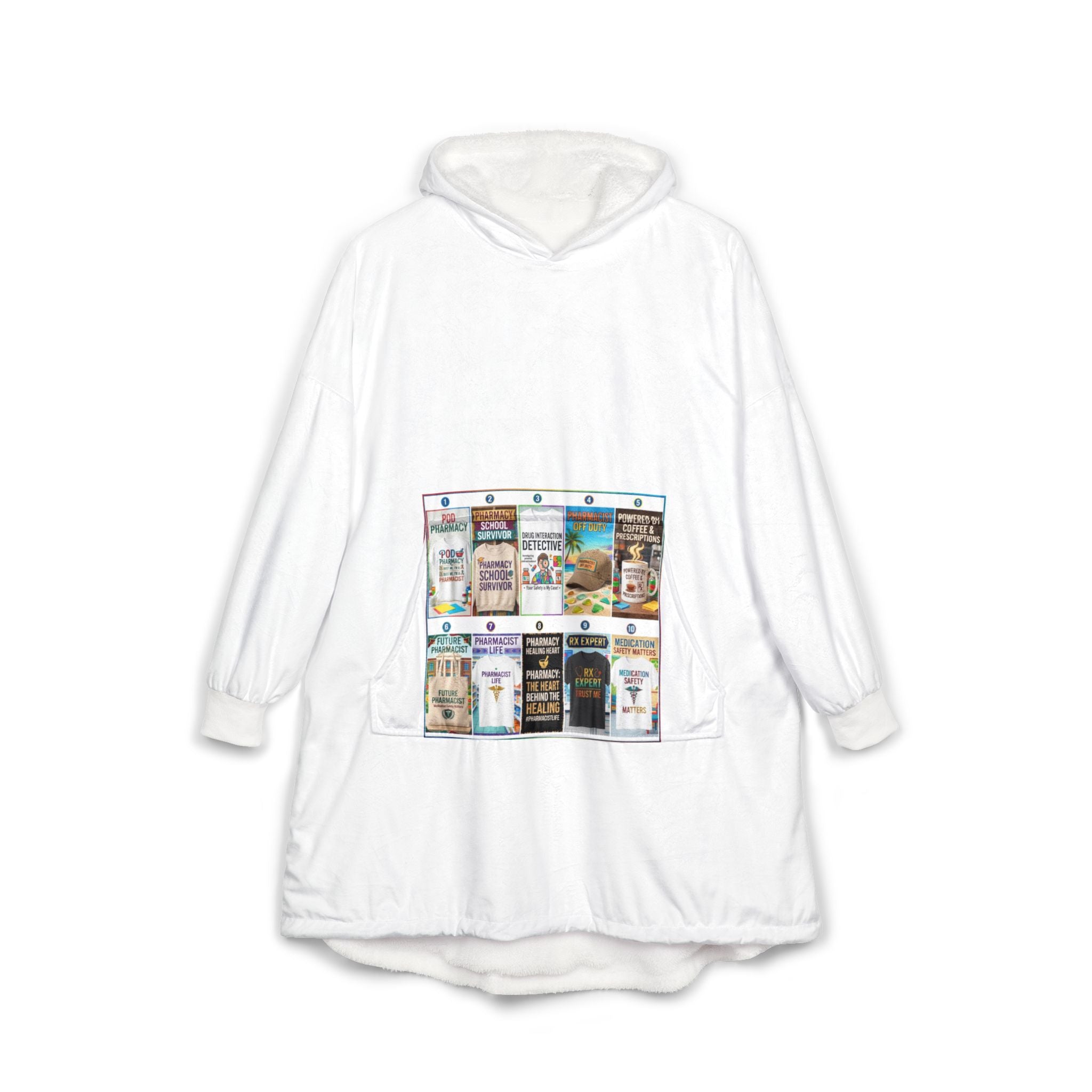 Hooded Blanket - Cozy Novelty Hoodie Blanket with Bookstore Shelf Print