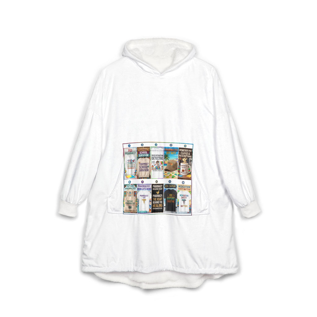 Hooded Blanket - Cozy Novelty Hoodie Blanket with Bookstore Shelf Print