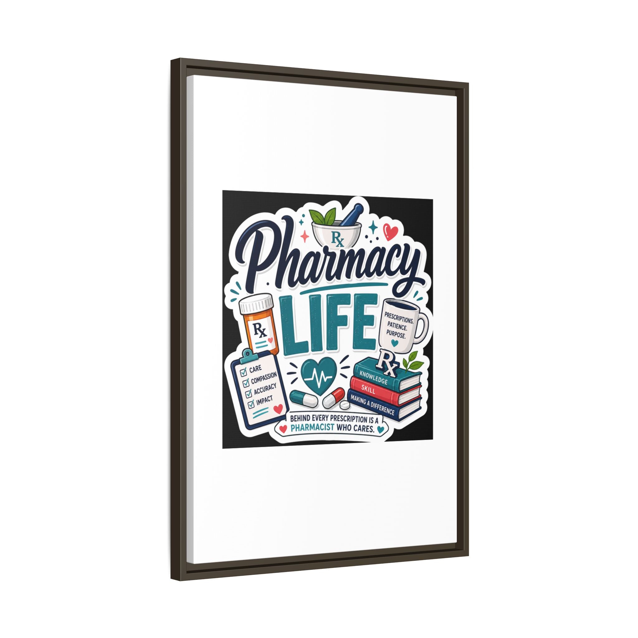 Pharmacy Life Framed Canvas Art — Colorful Pharmacist Wall Decor
