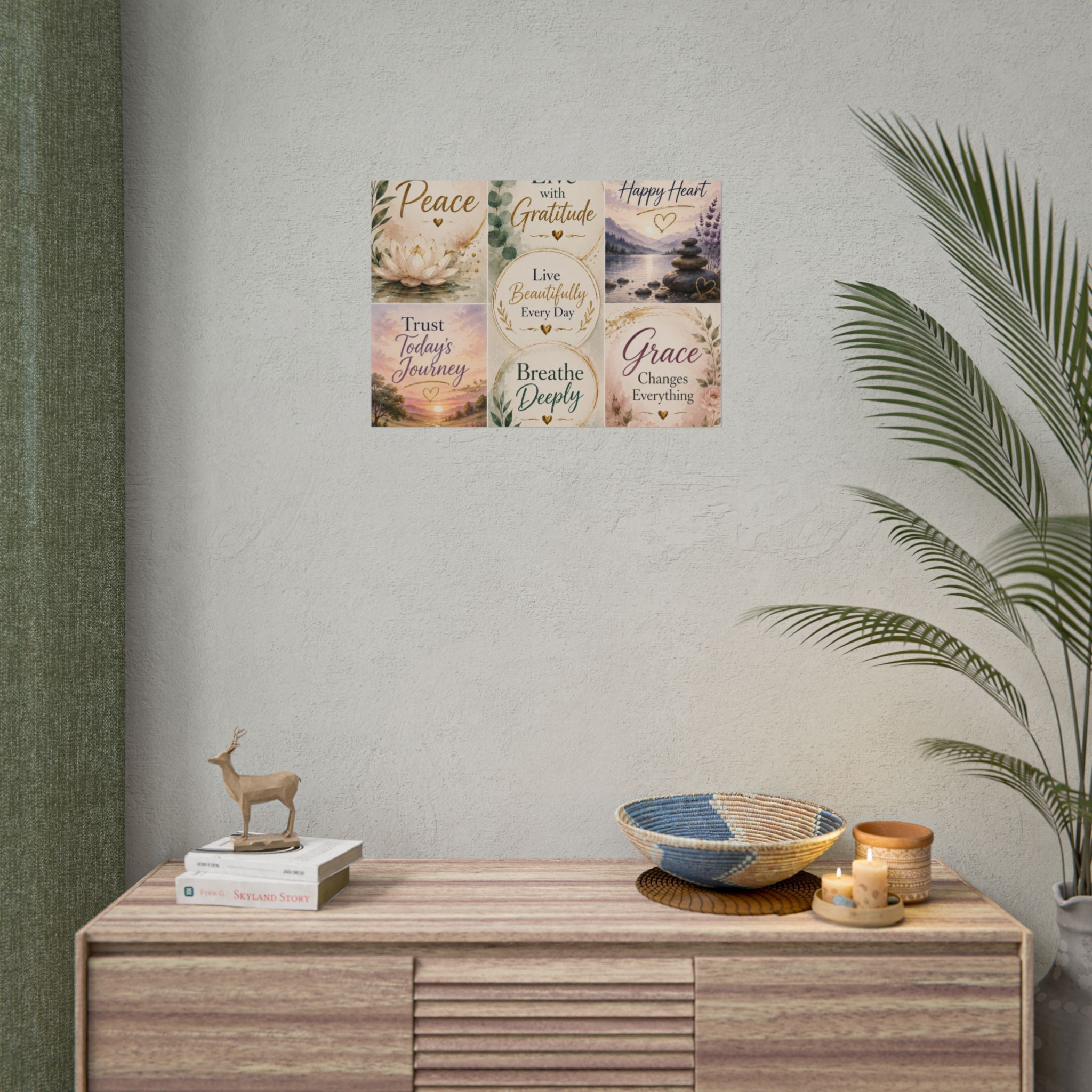 Rolled Poster - Inspirational Wall Art Set: "Choose Peace / Live with Gratitude / Calm Mind, Happy Heart / Trust Today's Journey / [...]