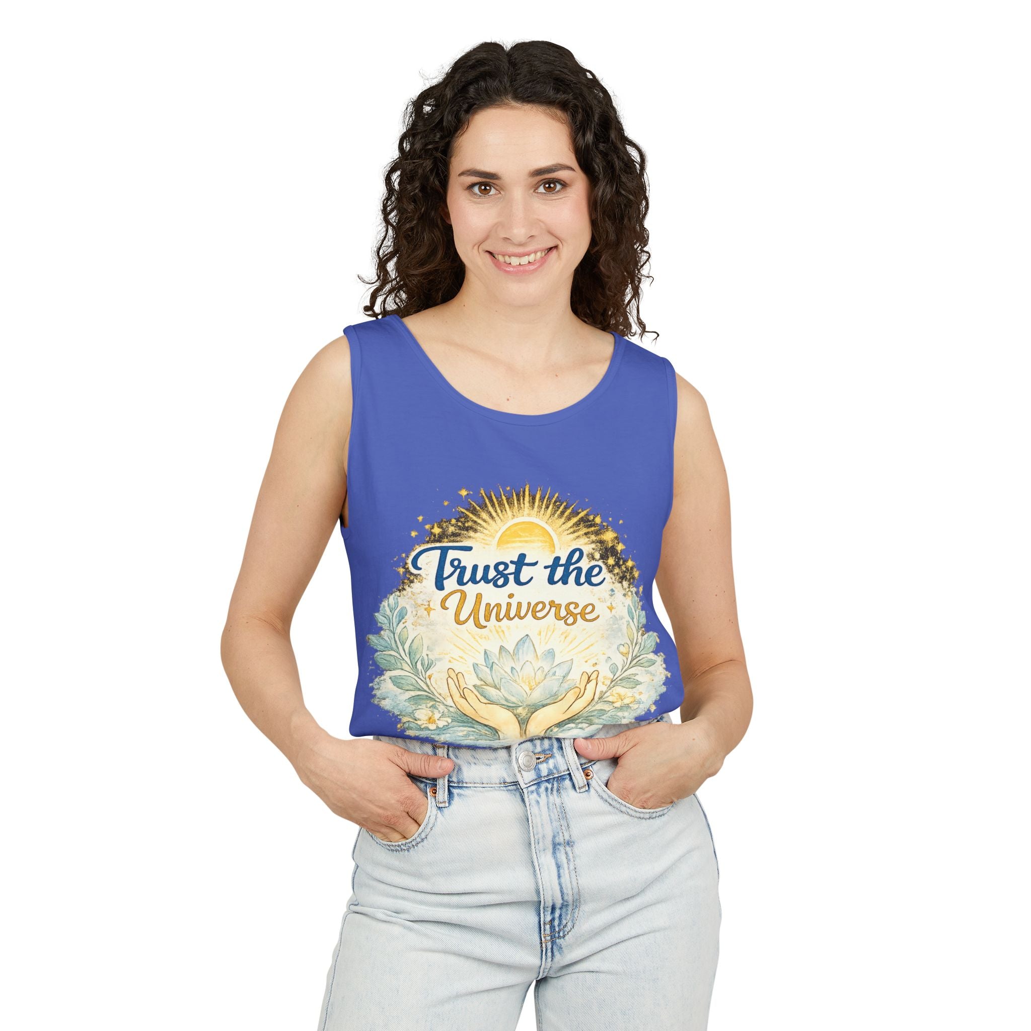 Trust the Universe Tank Top — Spiritual Lotus Graphic Vest