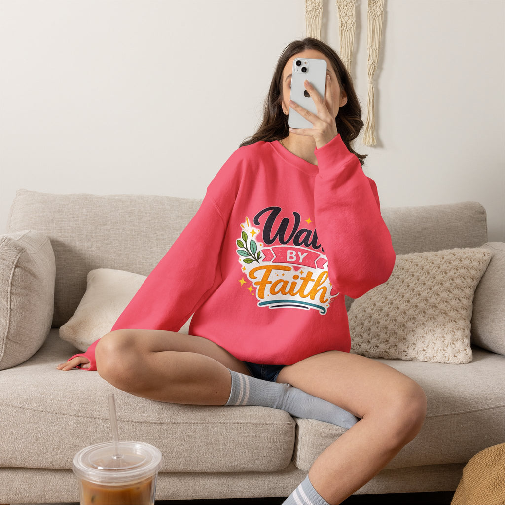 Walk By Faith Crewneck Sweatshirt — Inspirational Christian Pullover
