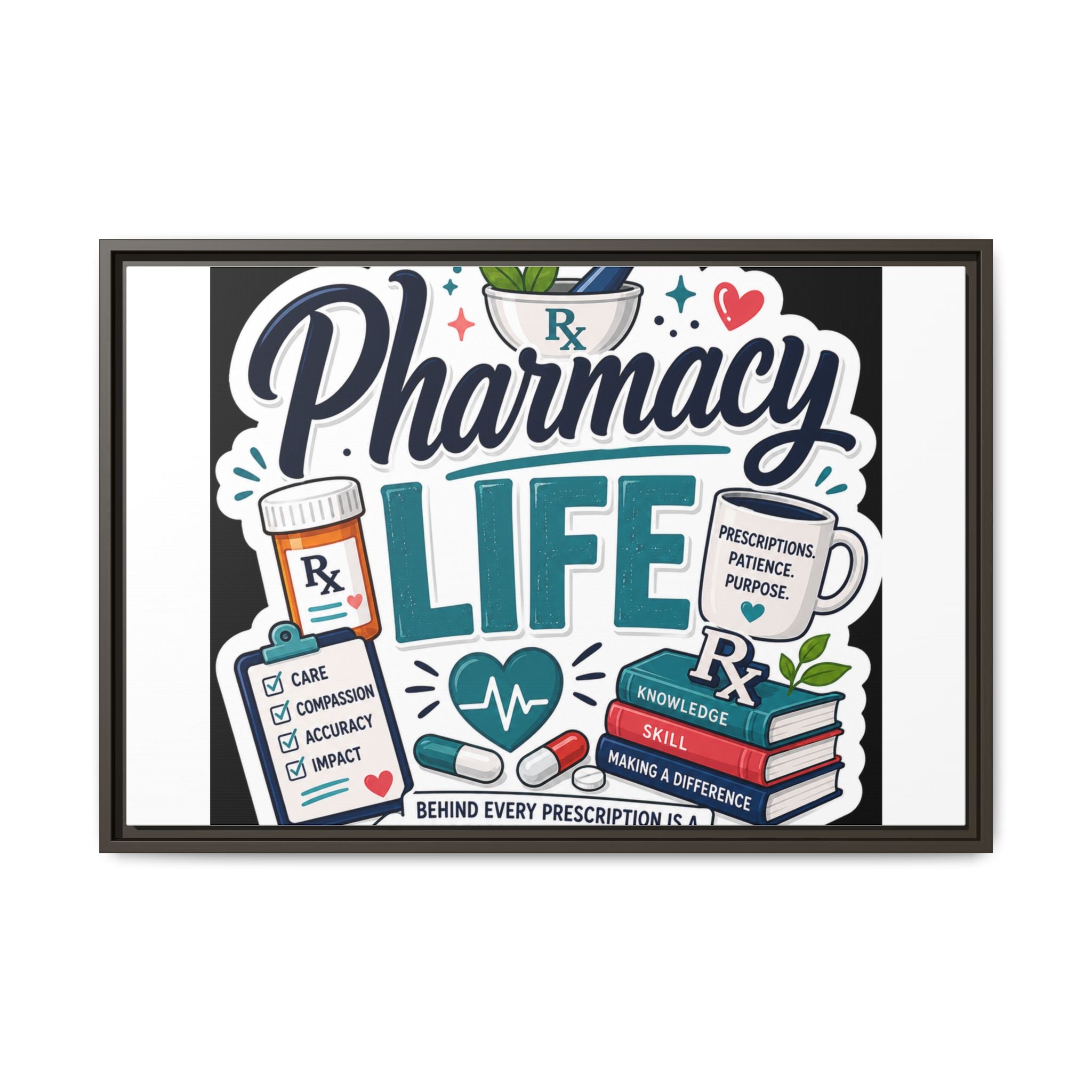 Pharmacy Life Framed Canvas Art — Colorful Pharmacist Wall Decor