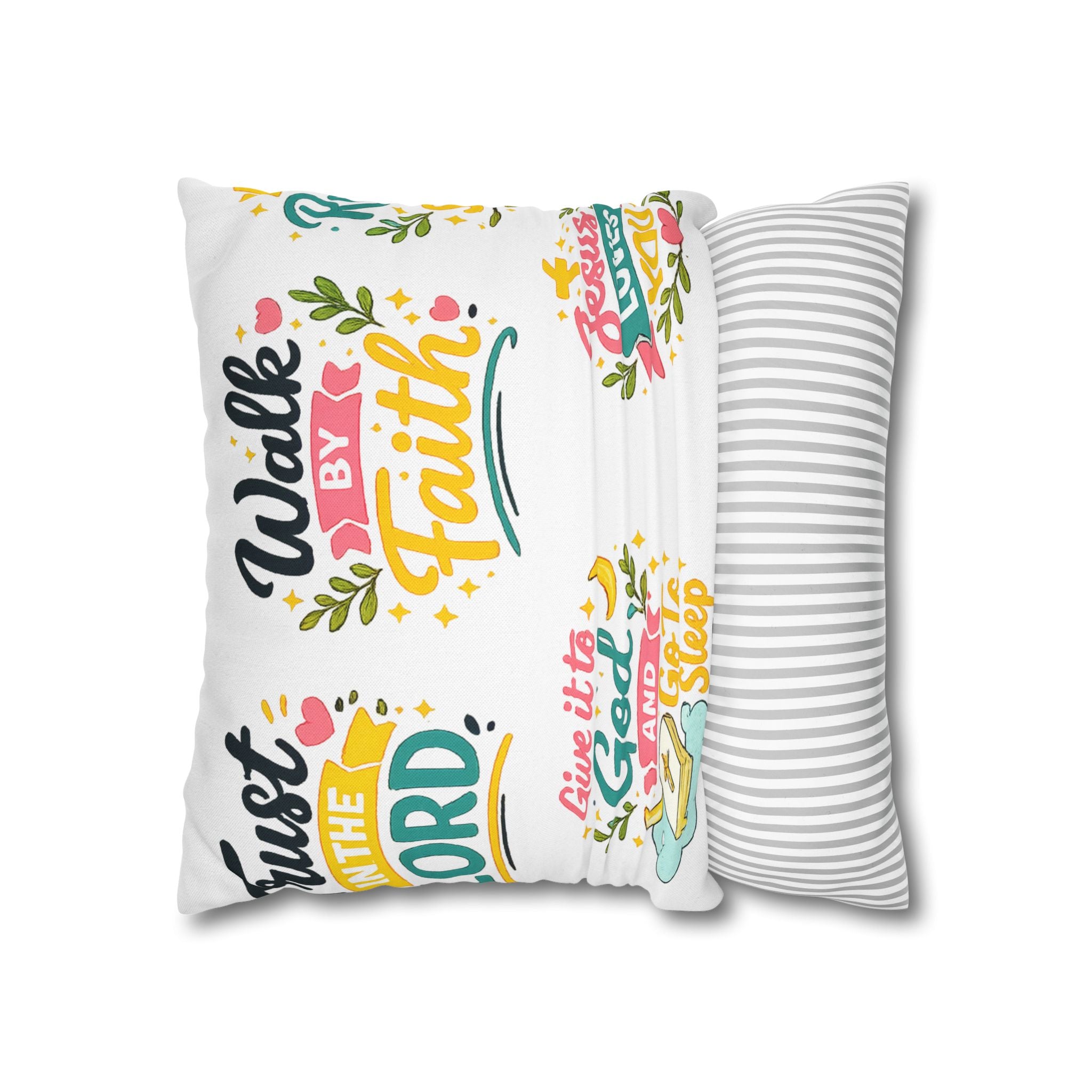 Faith Quote Decorative Pillowcase — "Walk by Faith" Inspirational Throw Pillow Cover