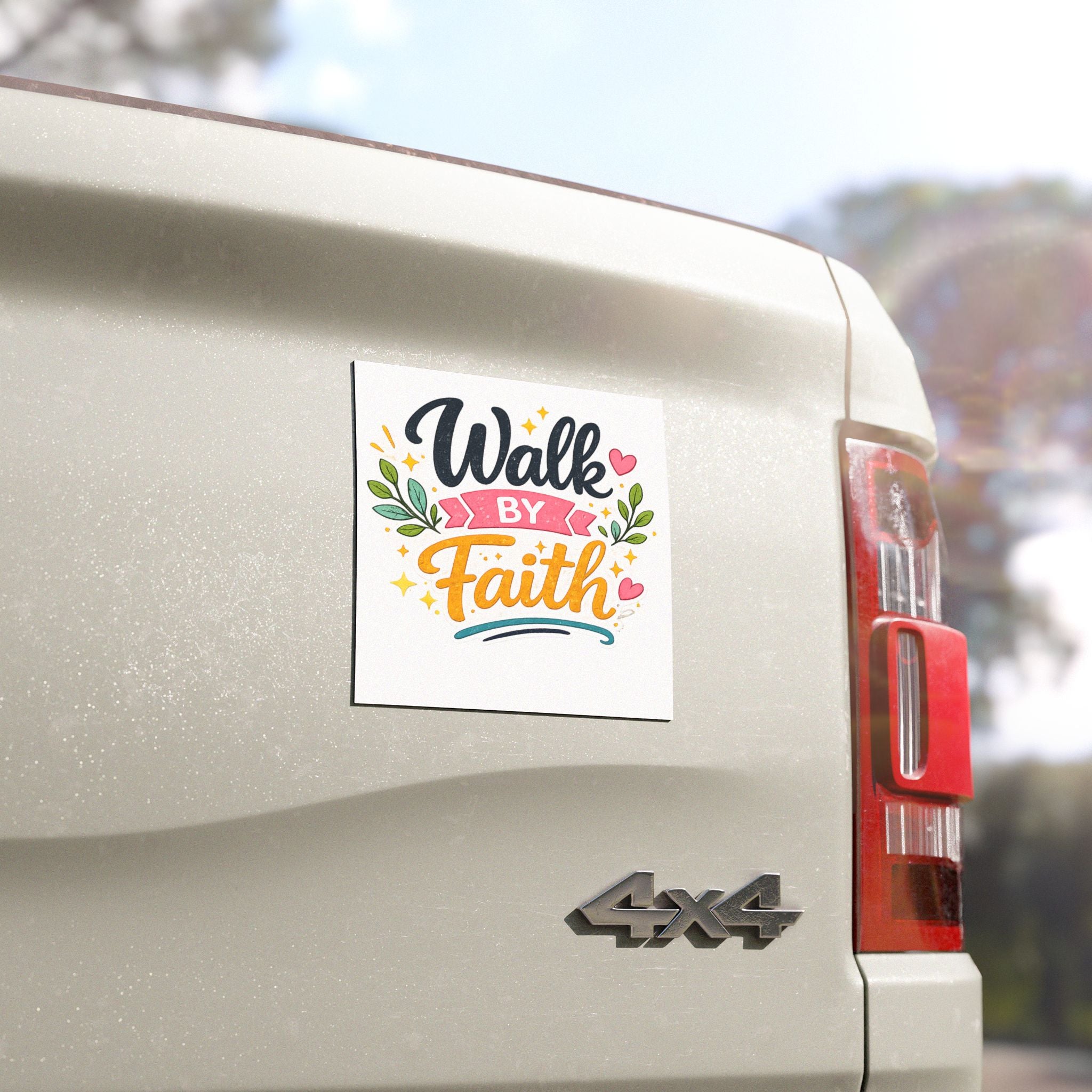 Walk By Faith Car Magnet — Inspirational Christian Faith Magnetic Decal