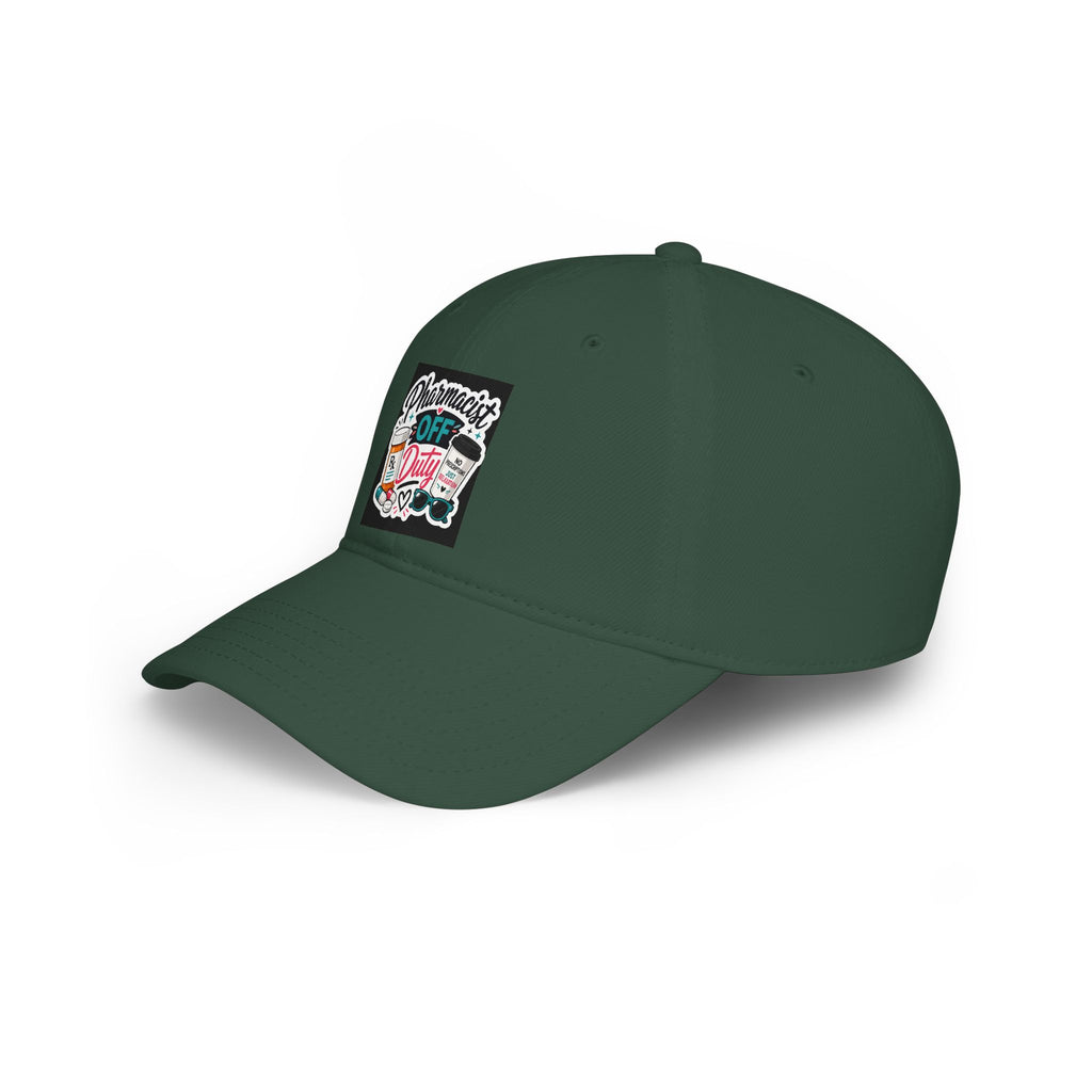 Pharmacist Off Duty Baseball Cap — Funny Pharmacist Hat with Pills & Script Patch