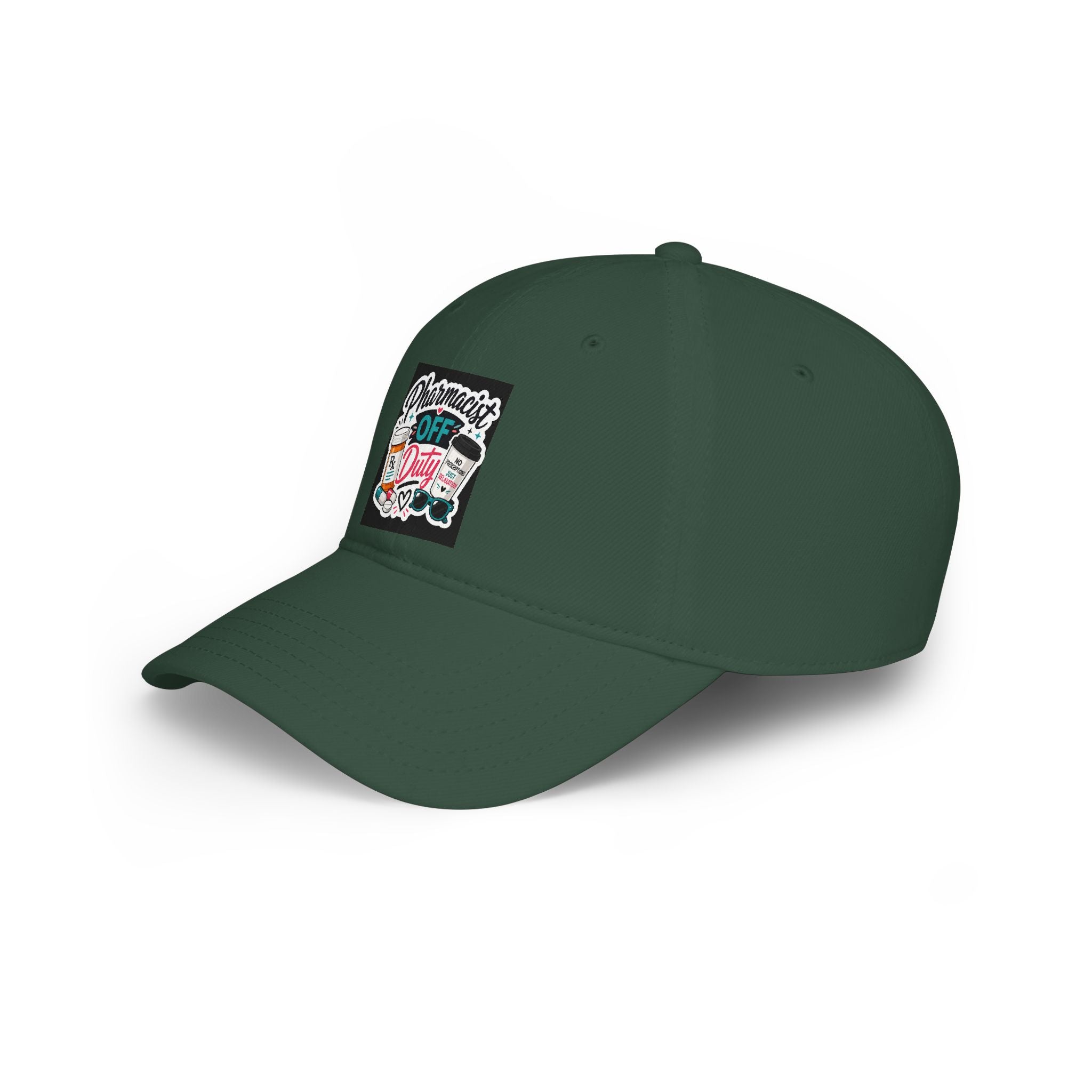 Pharmacist Off Duty Baseball Cap — Funny Pharmacist Hat with Pills & Script Patch