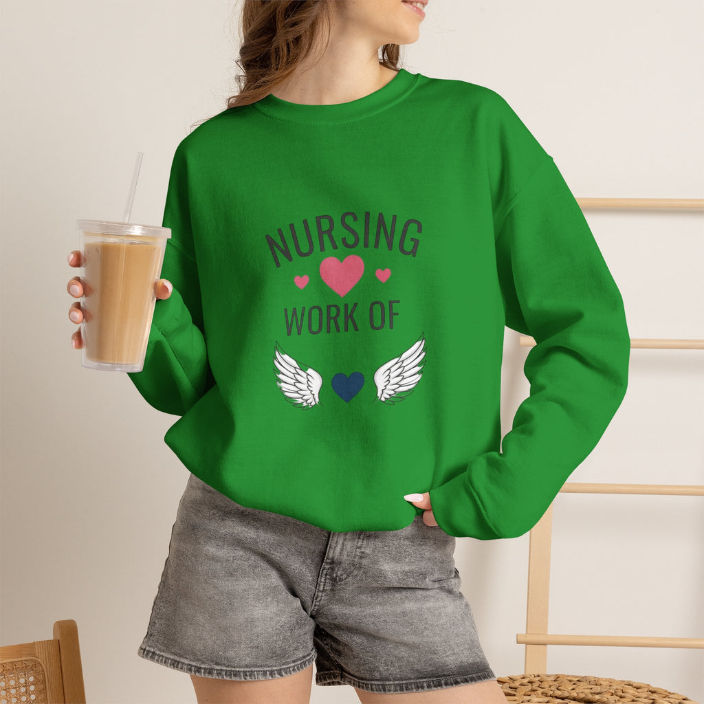 Nursing Work of Heart Crewneck Sweatshirt — Nurse Appreciation Pullover