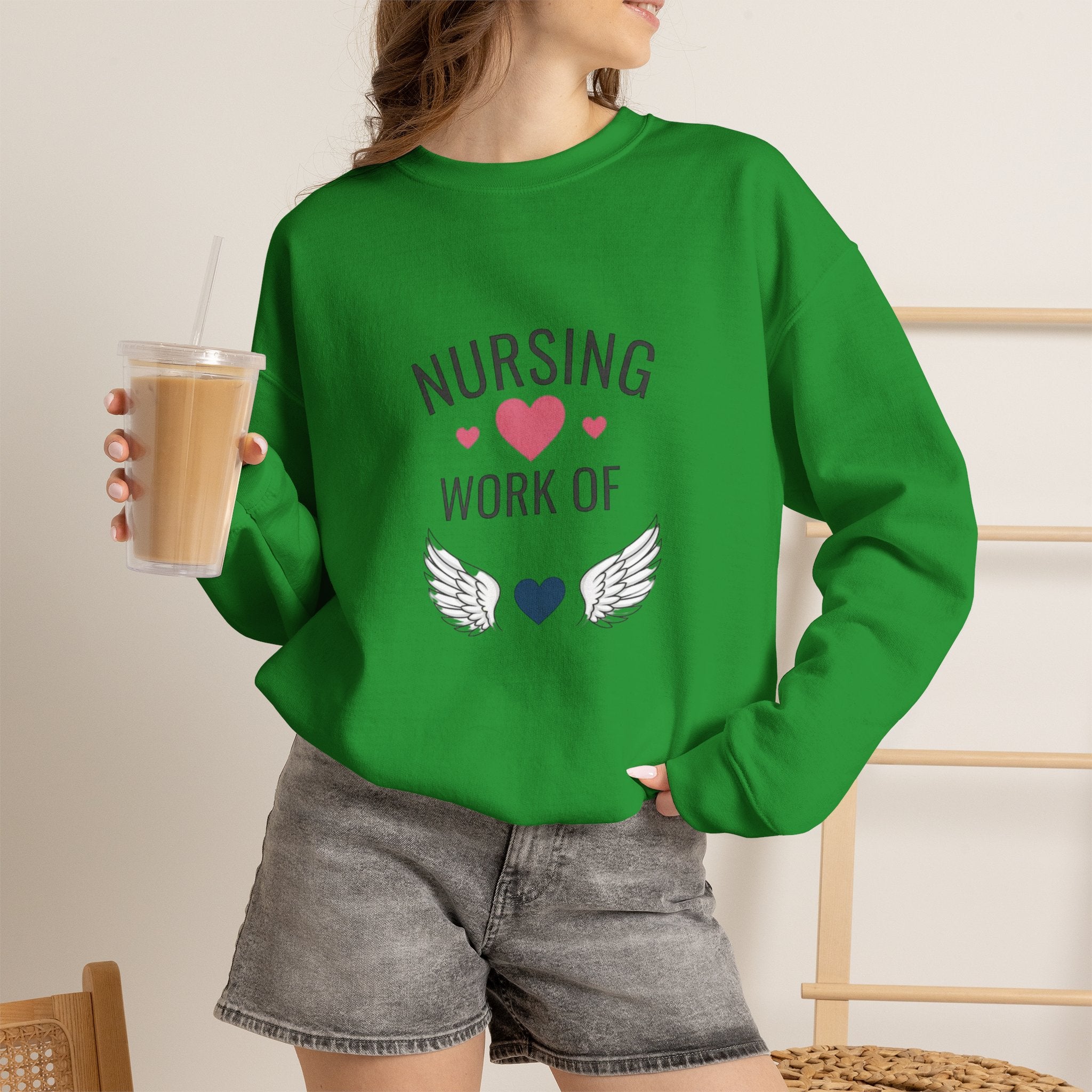 Nursing Work of Heart Crewneck Sweatshirt — Nurse Appreciation Pullover