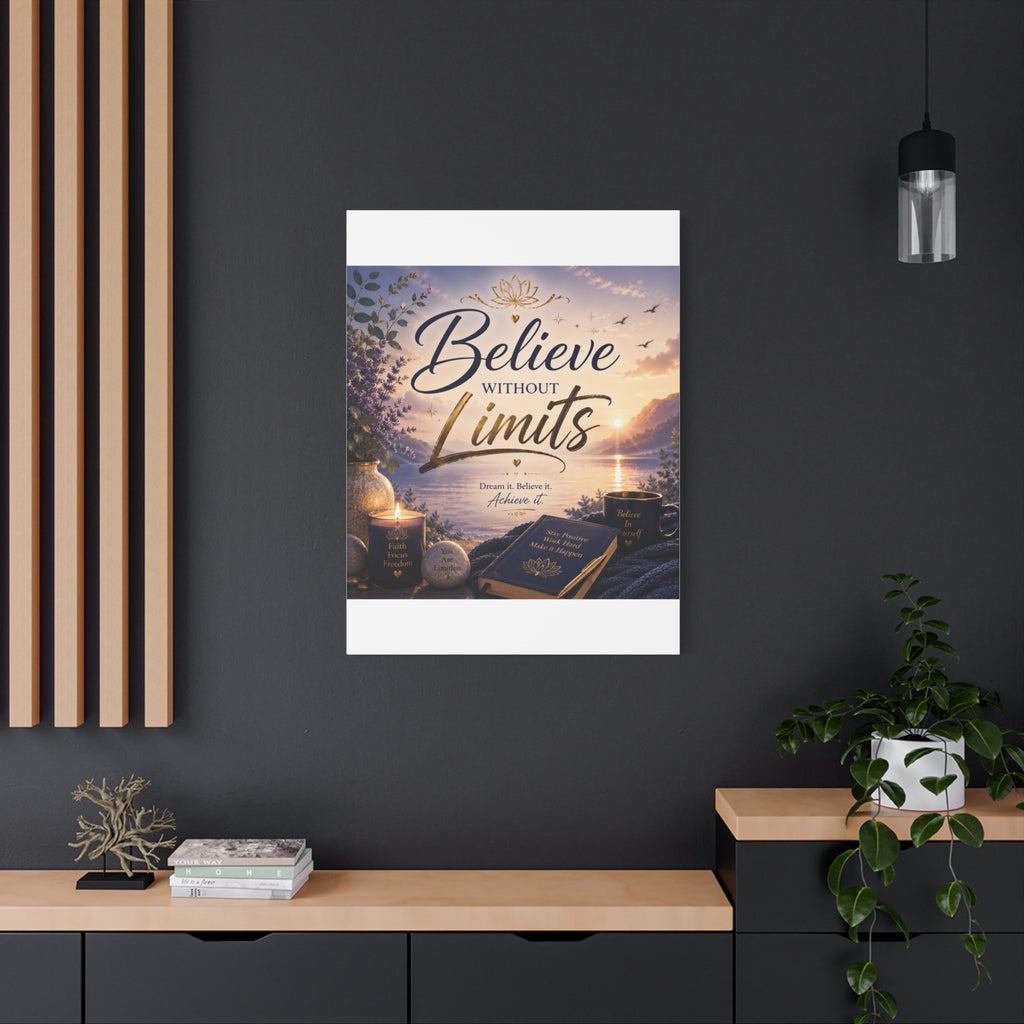 Believe Without Limits Canvas Wall Art – Inspirational Stretched Matte Print