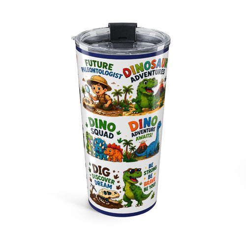 20oz Dino Tumbler — Cute Kids Dinosaur Travel Cup with 'Dino Lover', 'Roarsome' & 'Born to Be Wild' Designs