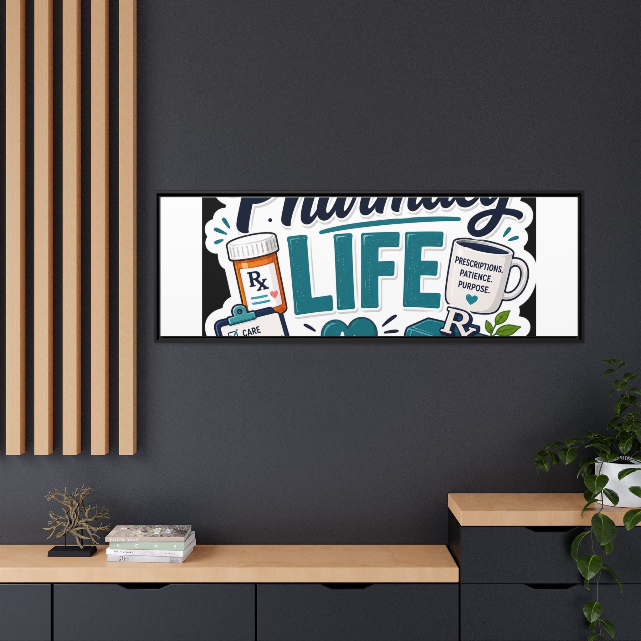 Pharmacy Life Framed Canvas Art — Colorful Pharmacist Wall Decor