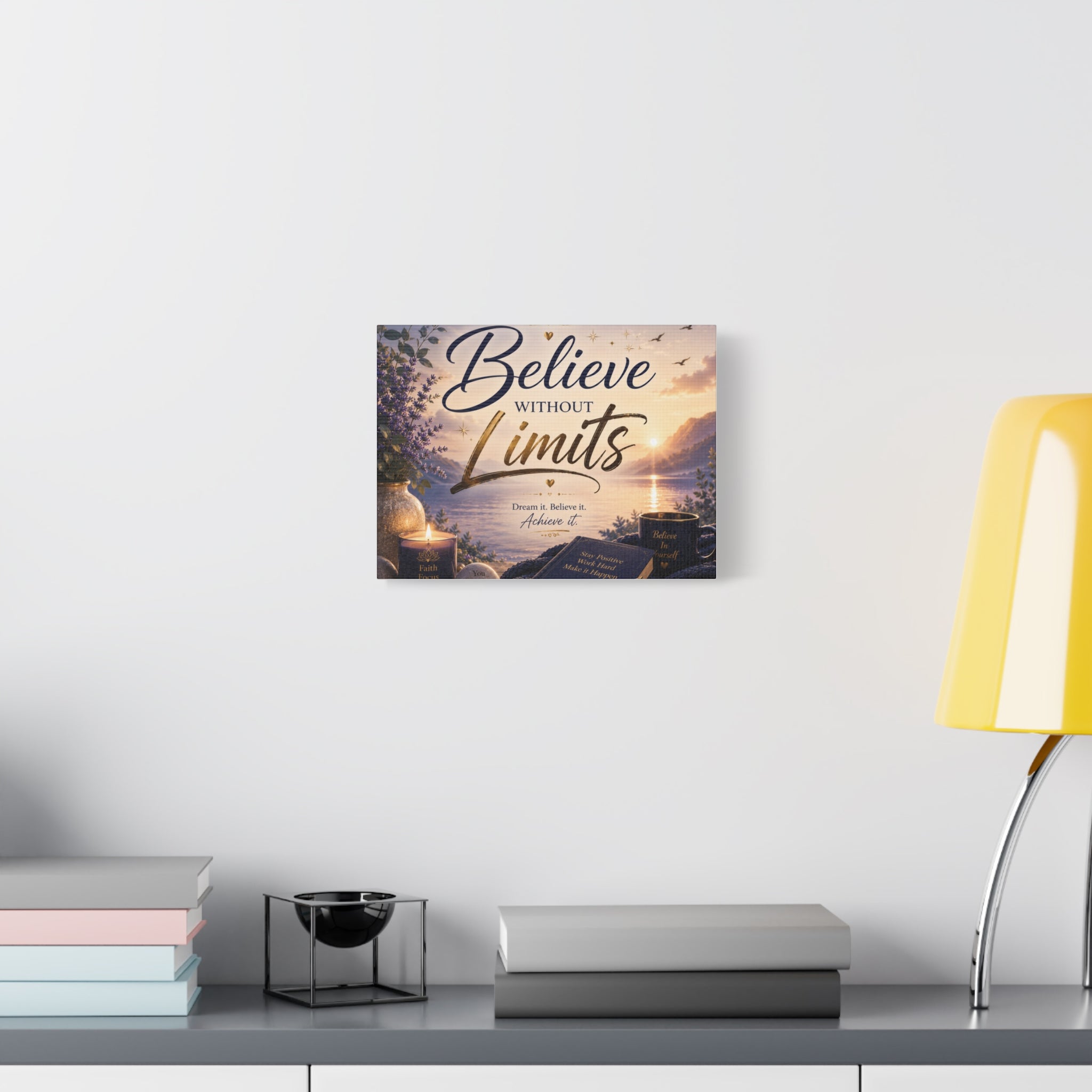 Believe Without Limits Canvas Wall Art – Inspirational Stretched Matte Print
