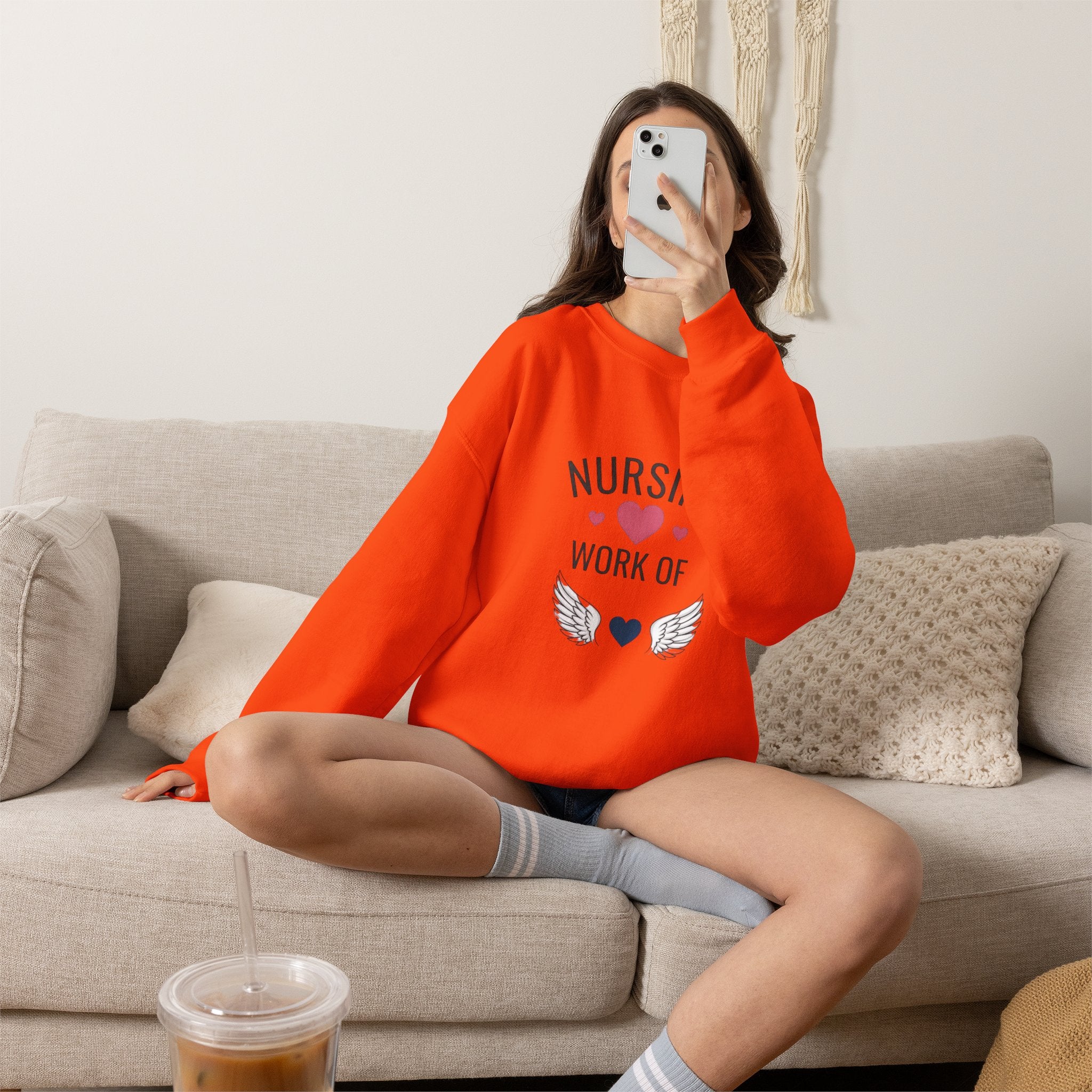 Nursing Work of Heart Crewneck Sweatshirt — Nurse Appreciation Pullover