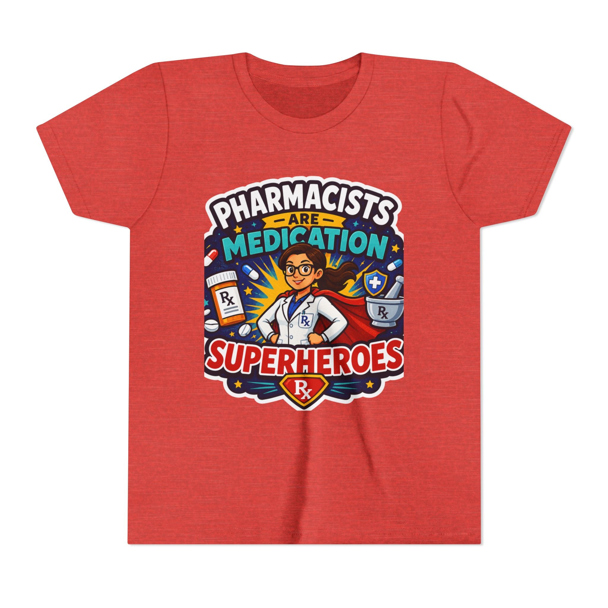 Youth Tee — "Pharmacists Are Medication Superheroes" Cartoon Pharmacy Shirt