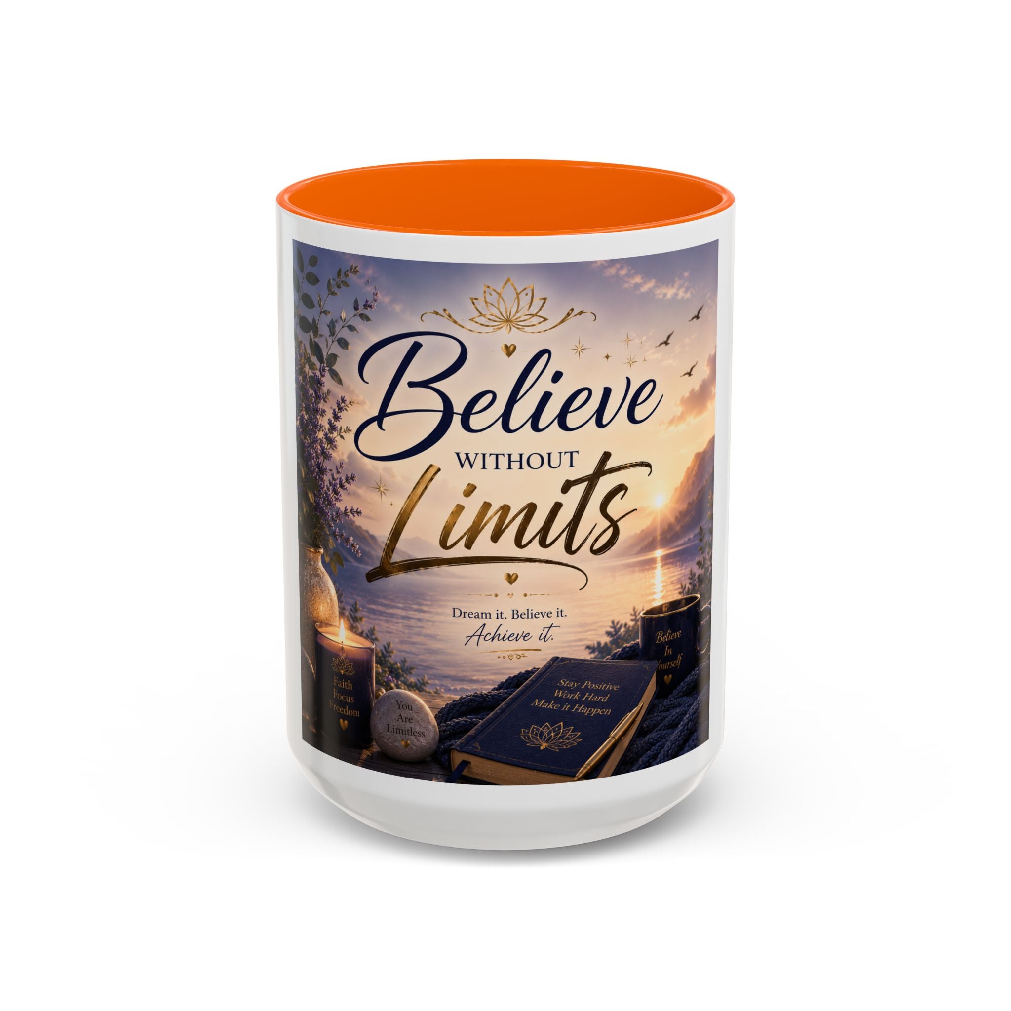 Believe Without Limits Coffee Mug — Inspirational Motivational Ceramic Mug (11/15oz)