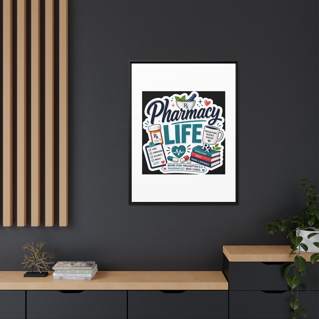 Pharmacy Life Framed Canvas Art — Colorful Pharmacist Wall Decor