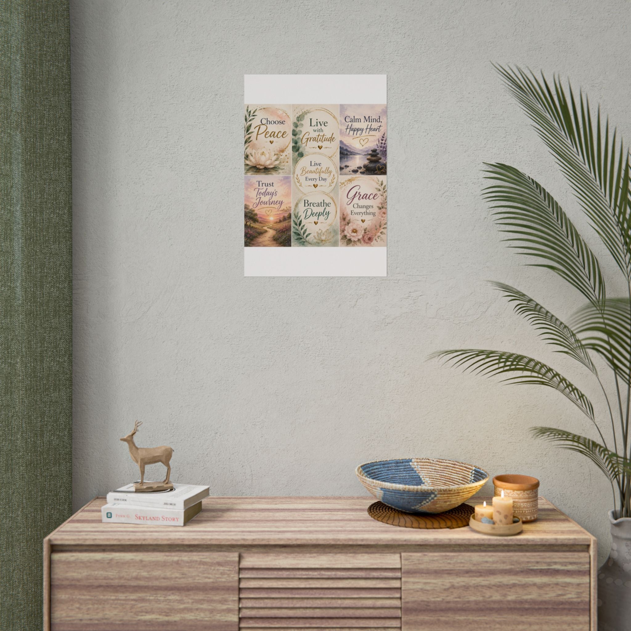 Rolled Poster - Inspirational Wall Art Set: "Choose Peace / Live with Gratitude / Calm Mind, Happy Heart / Trust Today's Journey / [...]