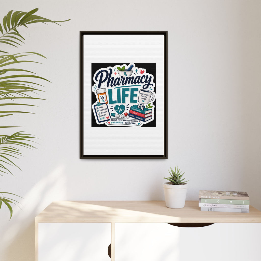 Pharmacy Life Framed Canvas Art — Colorful Pharmacist Wall Decor