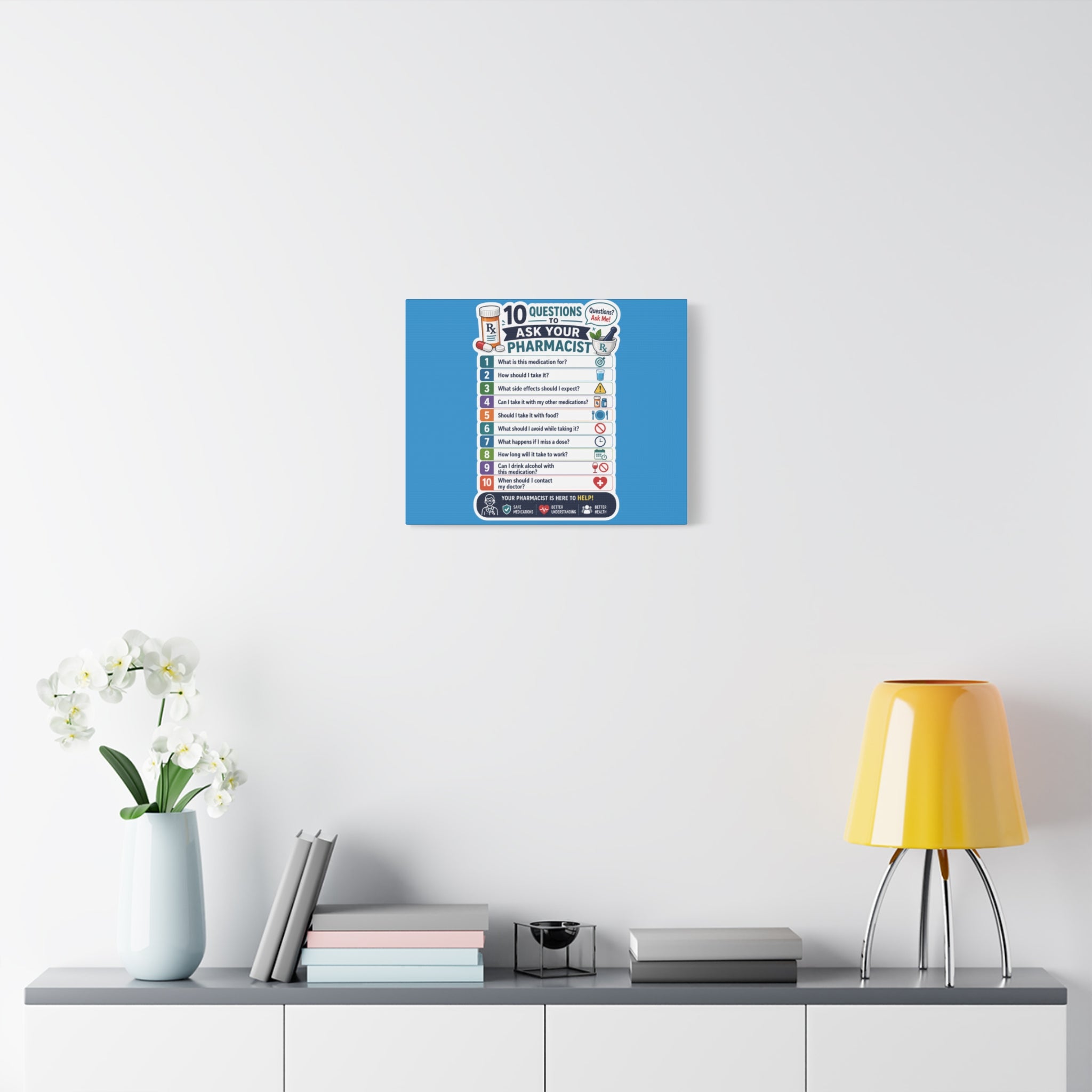 Pharmacist Questions Canvas Print — "10 Questions to Ask Your Pharmacist"
