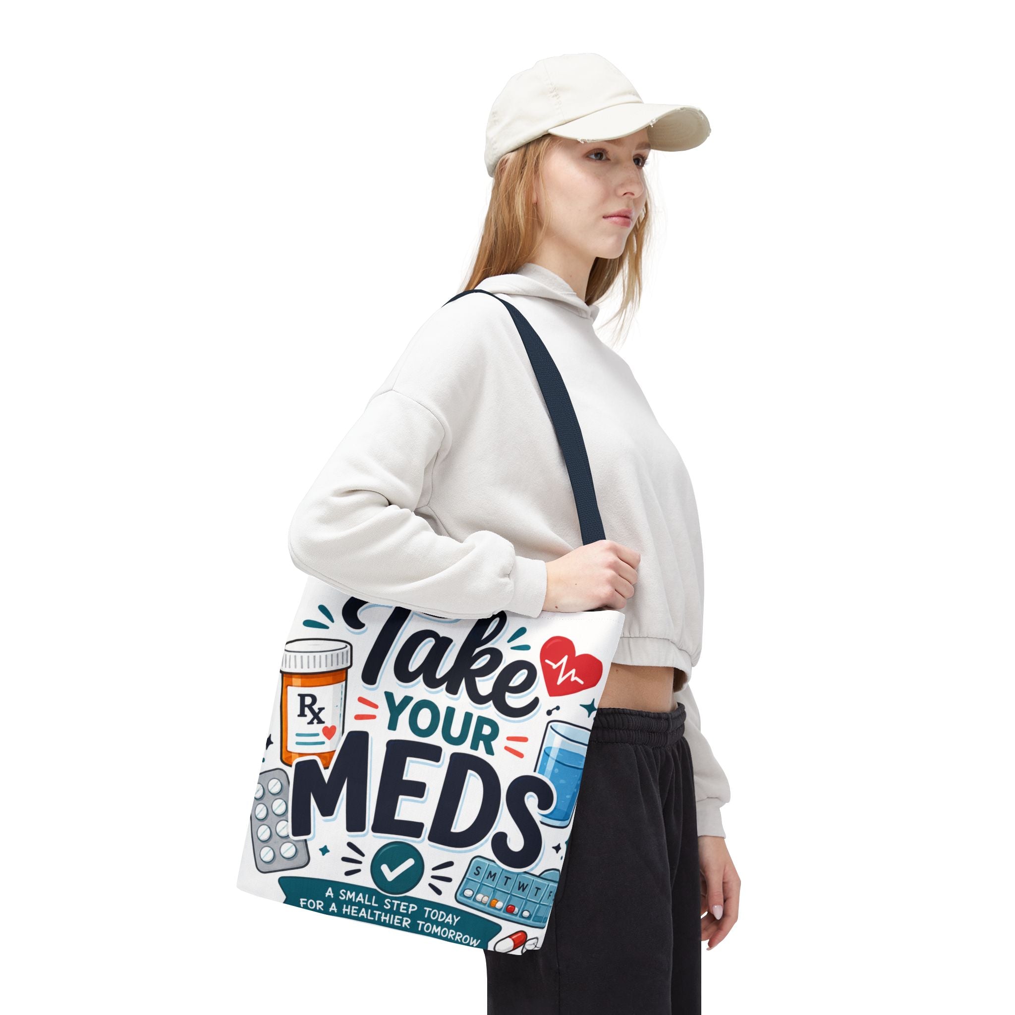 Take Your Meds Tote Bag — Medication Reminder Canvas Tote for Caregivers & Seniors