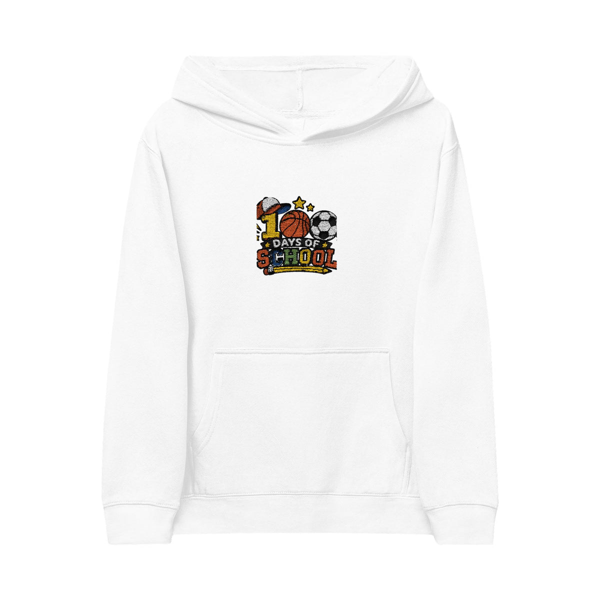 Kids Sports Embroidered Hoodie – 'I Love School' Playful Athletic Design