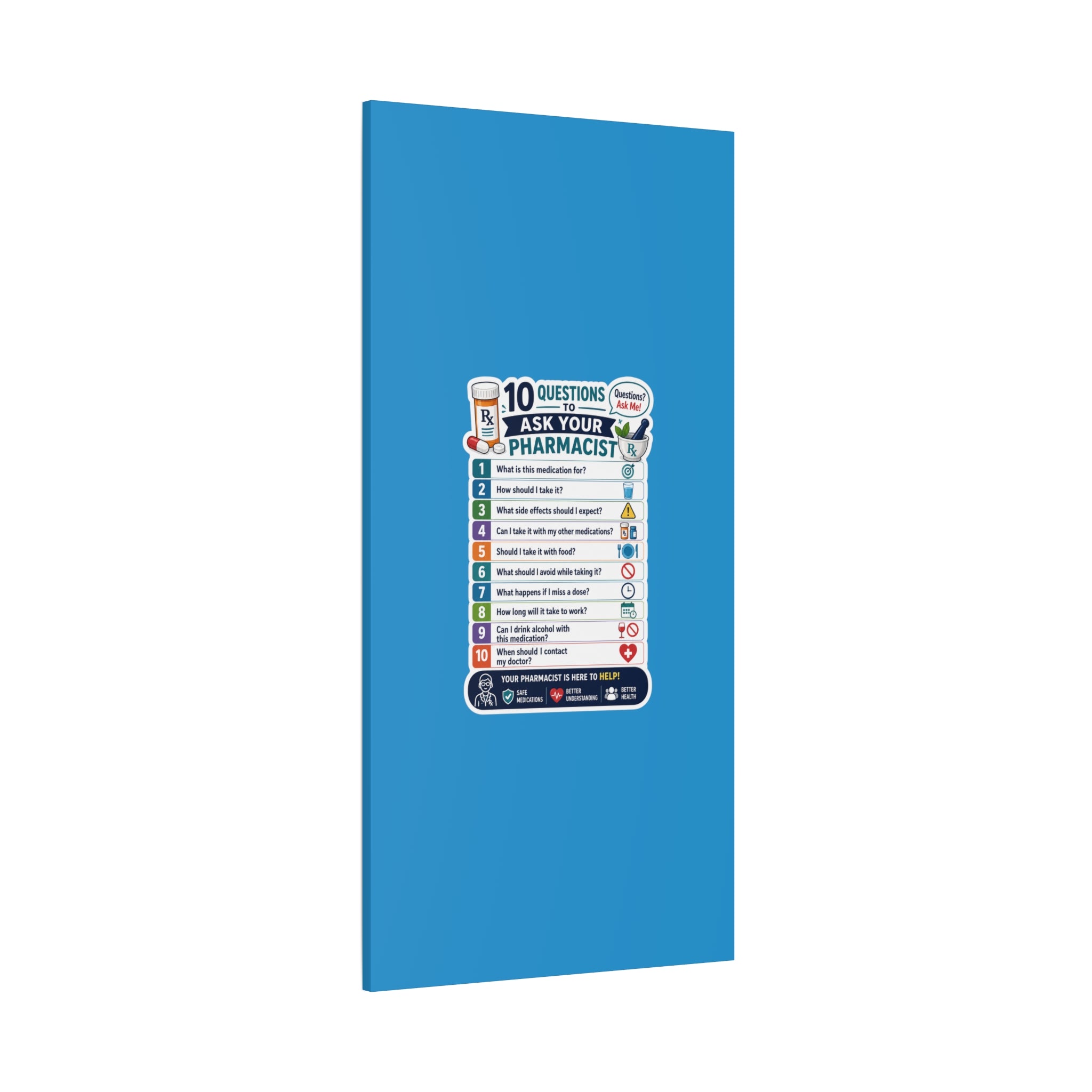 Pharmacist Questions Canvas Print — "10 Questions to Ask Your Pharmacist"